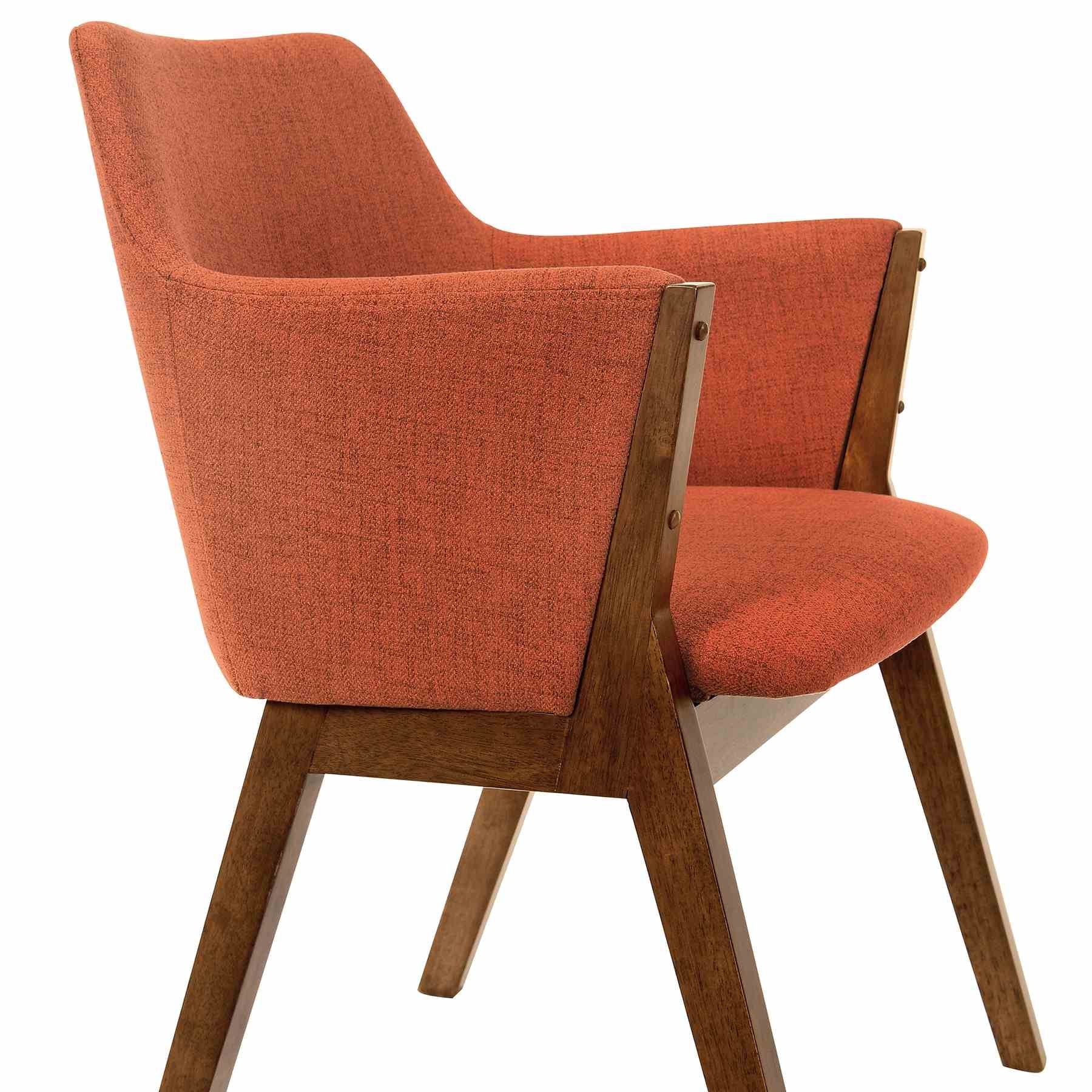 Arcadia and Renzo 48" Round Orange and Walnut Wood 5 Piece Dining Set - Image 6