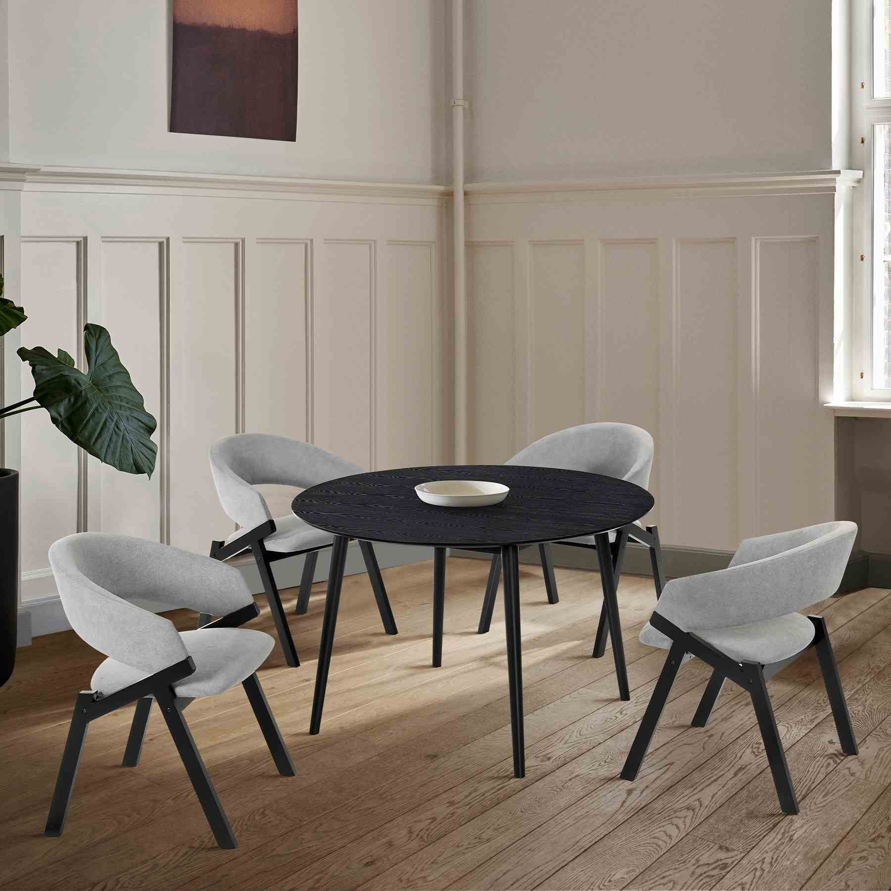 Arcadia and Talulah 48" Round Gray and Black Wood 5 Piece Dining Set - Image 10
