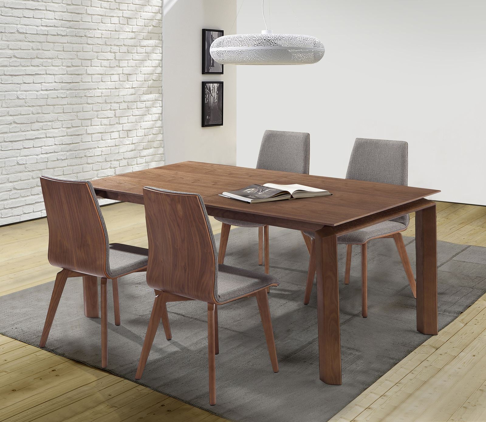 Archie Mid-Century Dining Chair in Walnut Finish and Gray Fabric - Set of 2 - Image 12