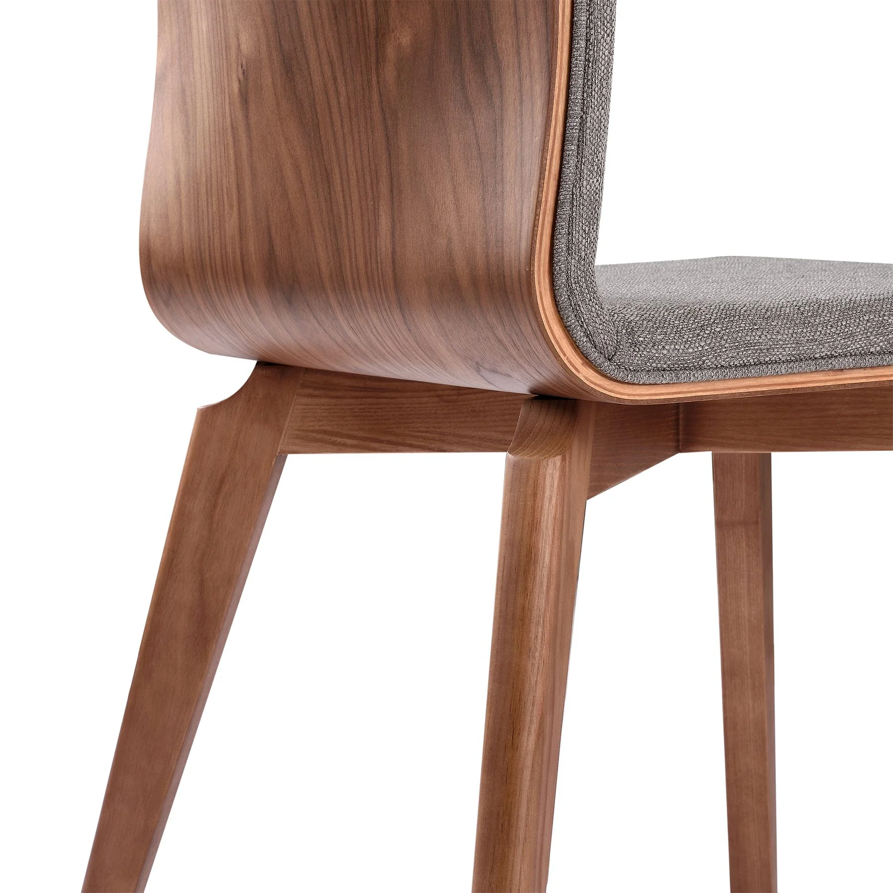 Archie Mid-Century Dining Chair in Walnut Finish and Gray Fabric - Set of 2 - Image 6