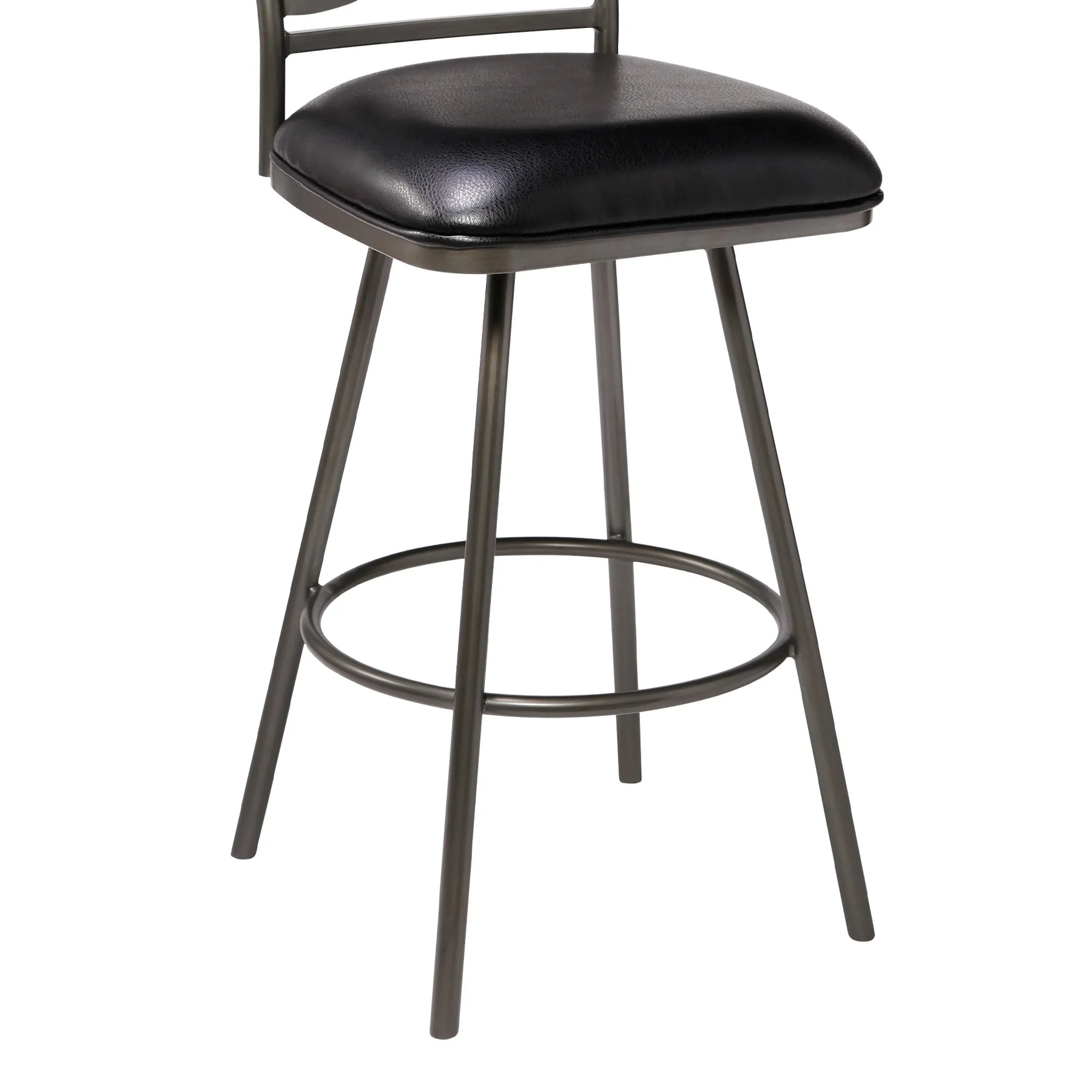 Arden Mid-Century 26" Counter Height Barstool in Mineral Finish with Black Faux Leather and Gray Walnut Wood Finish Back - Image 3