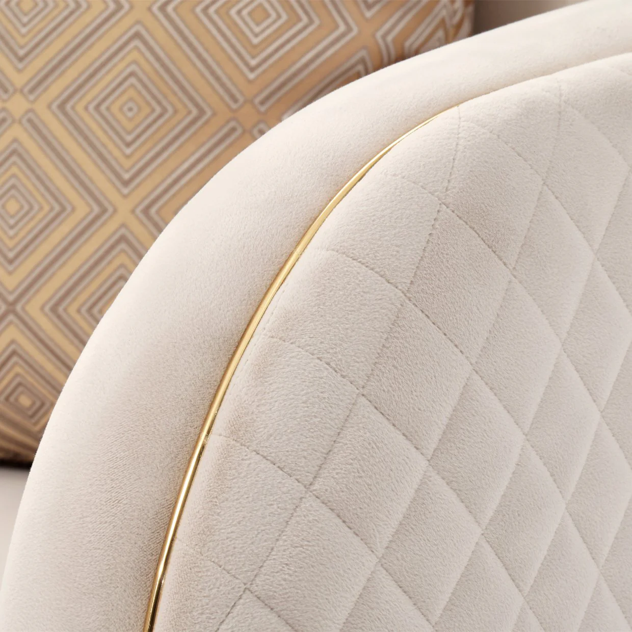 Ariana Accent Chair - Beige/Gold - Image 11
