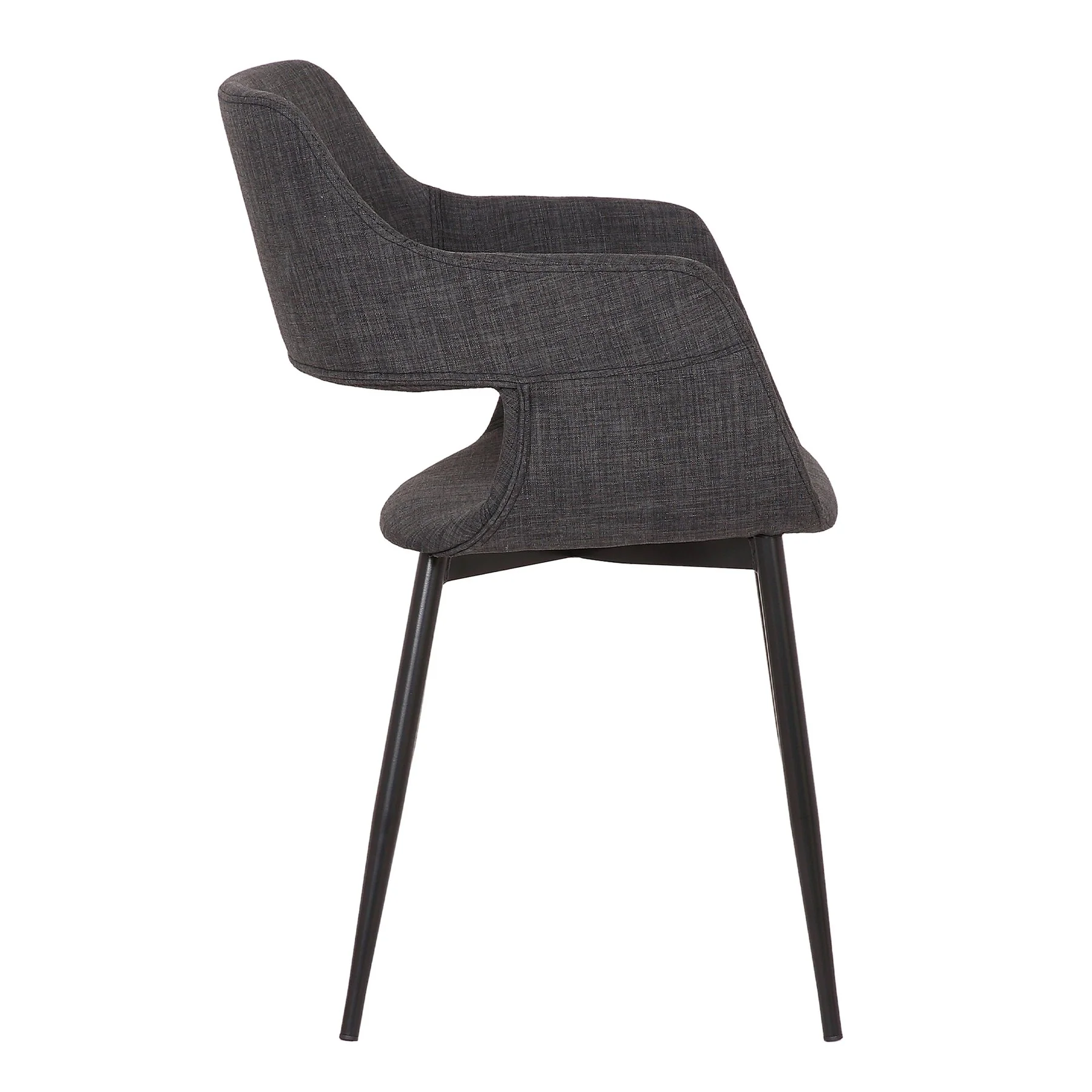 Ariana Mid-Century Charcoal Open Back Dining Accent Chair - Image 3