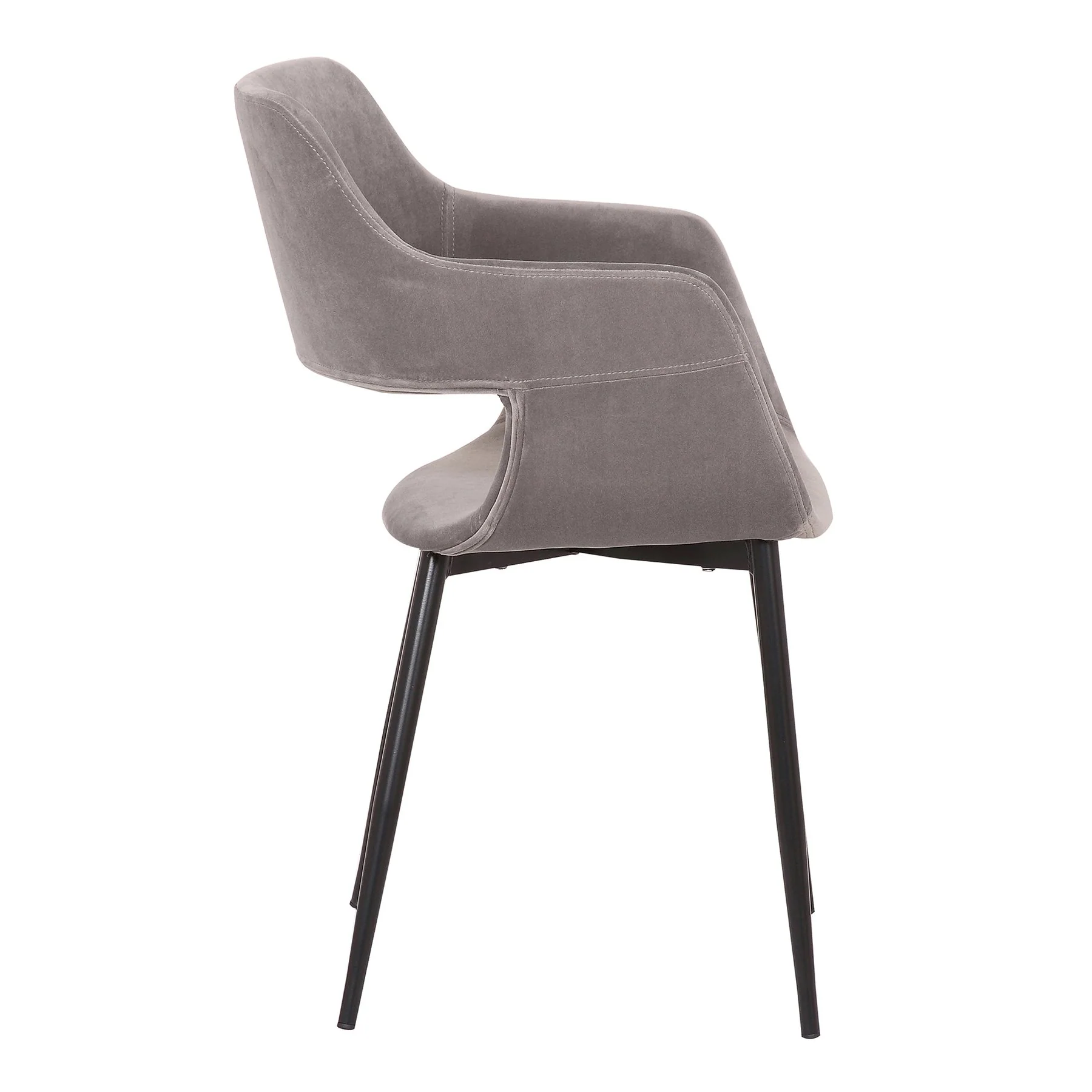 Ariana Mid-Century Gray Open Back Dining Accent Chair - Image 3