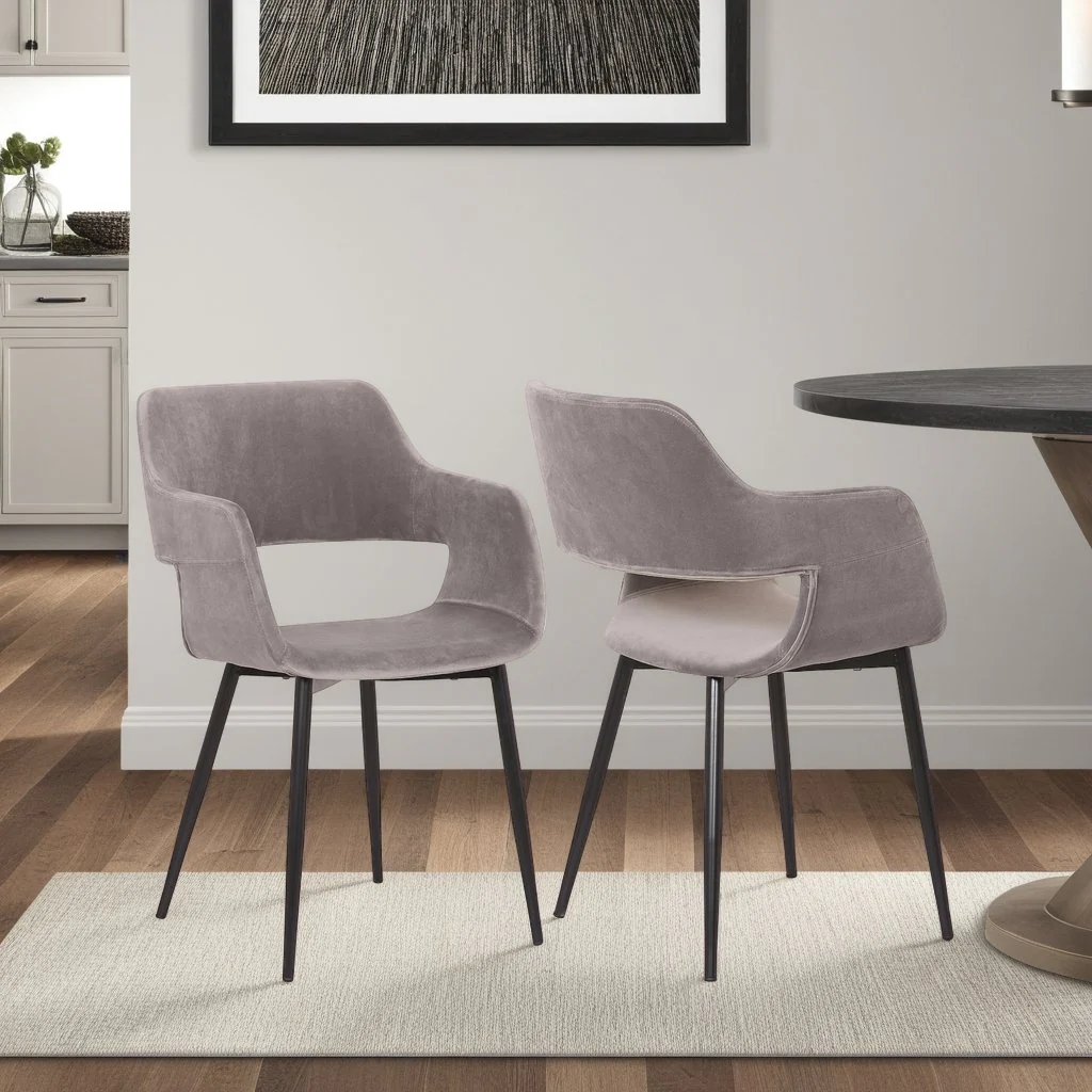 Ariana Mid-Century Gray Open Back Dining Accent Chair - Image 6