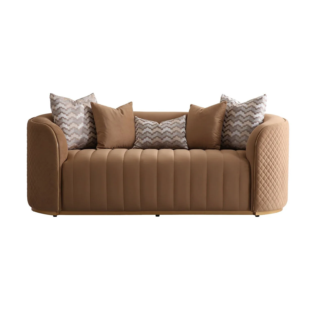 Ariana Velvet Loveseat - Caramel/Gold - Image 2