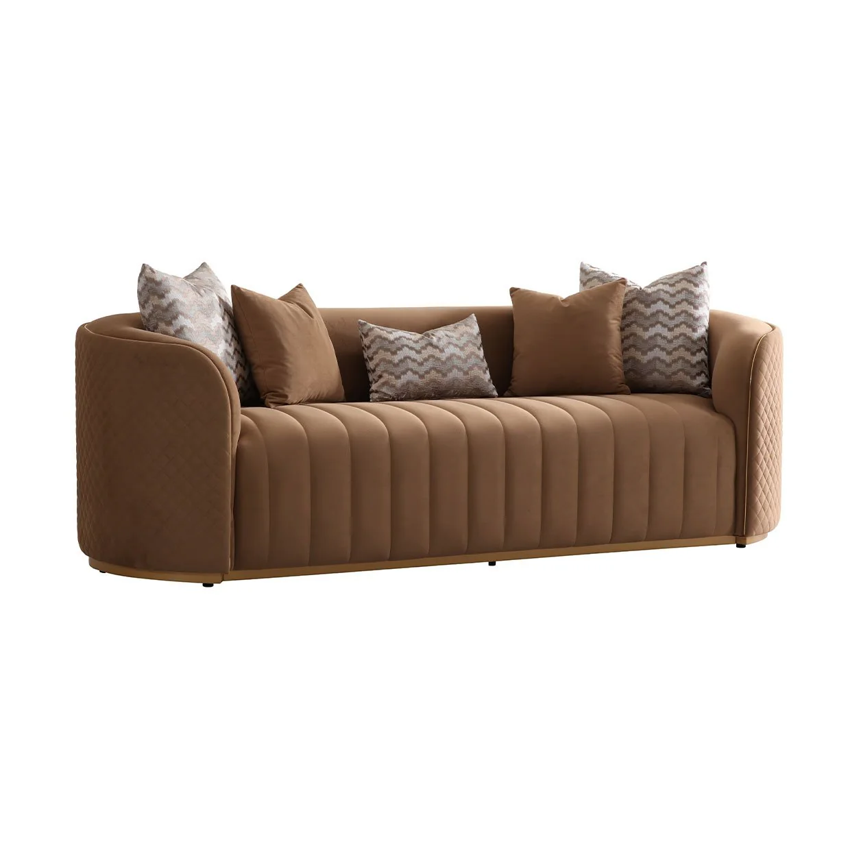 Ariana Velvet Sofa - Caramel/Gold - Image 2