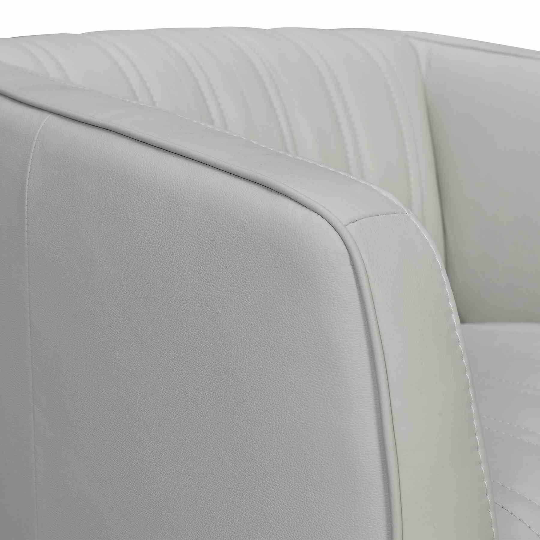 Aries Dove Gray Genuine Leather Swivel Barrel Chair - Image 4