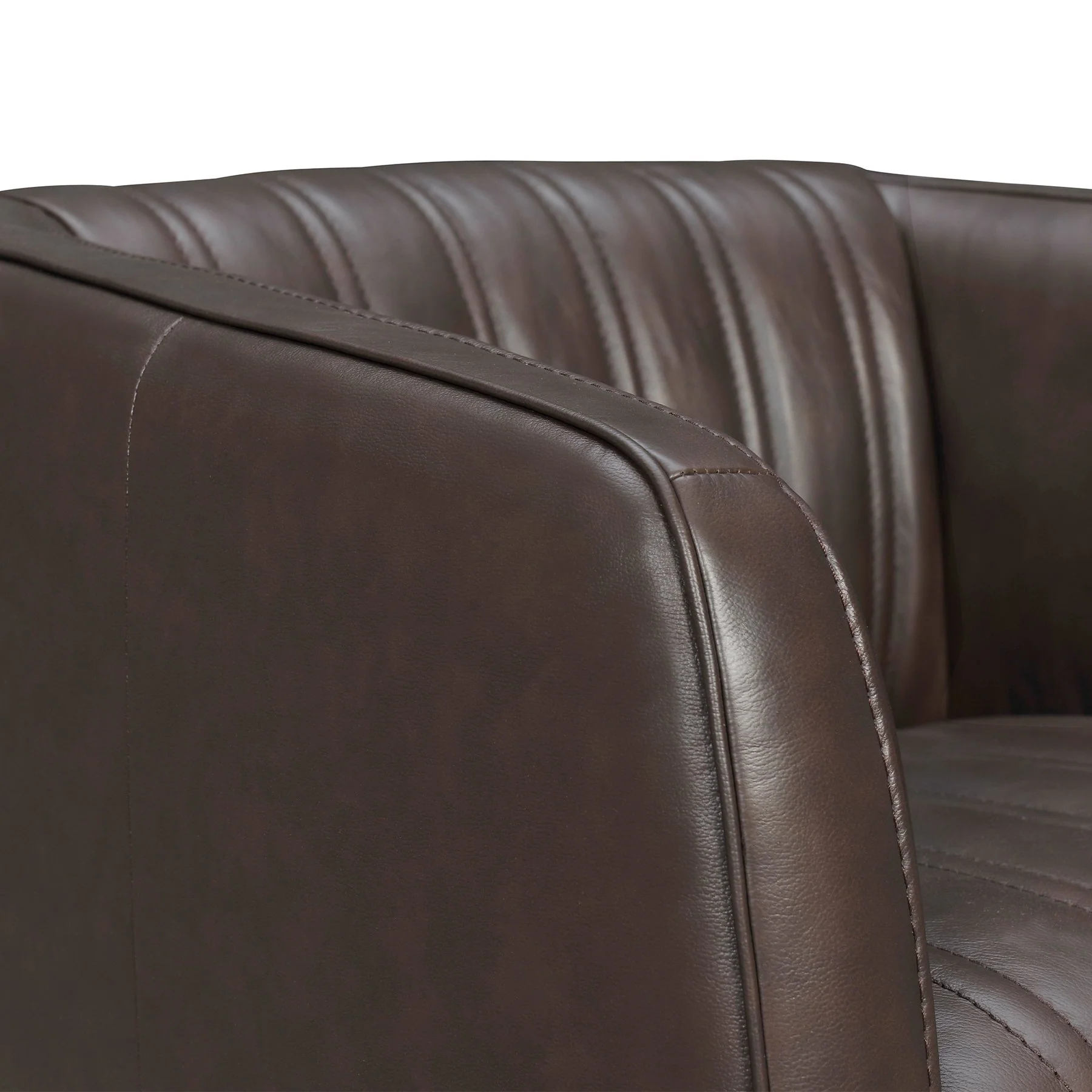 Aries Espresso Genuine Leather Swivel Barrel Chair - Image 4