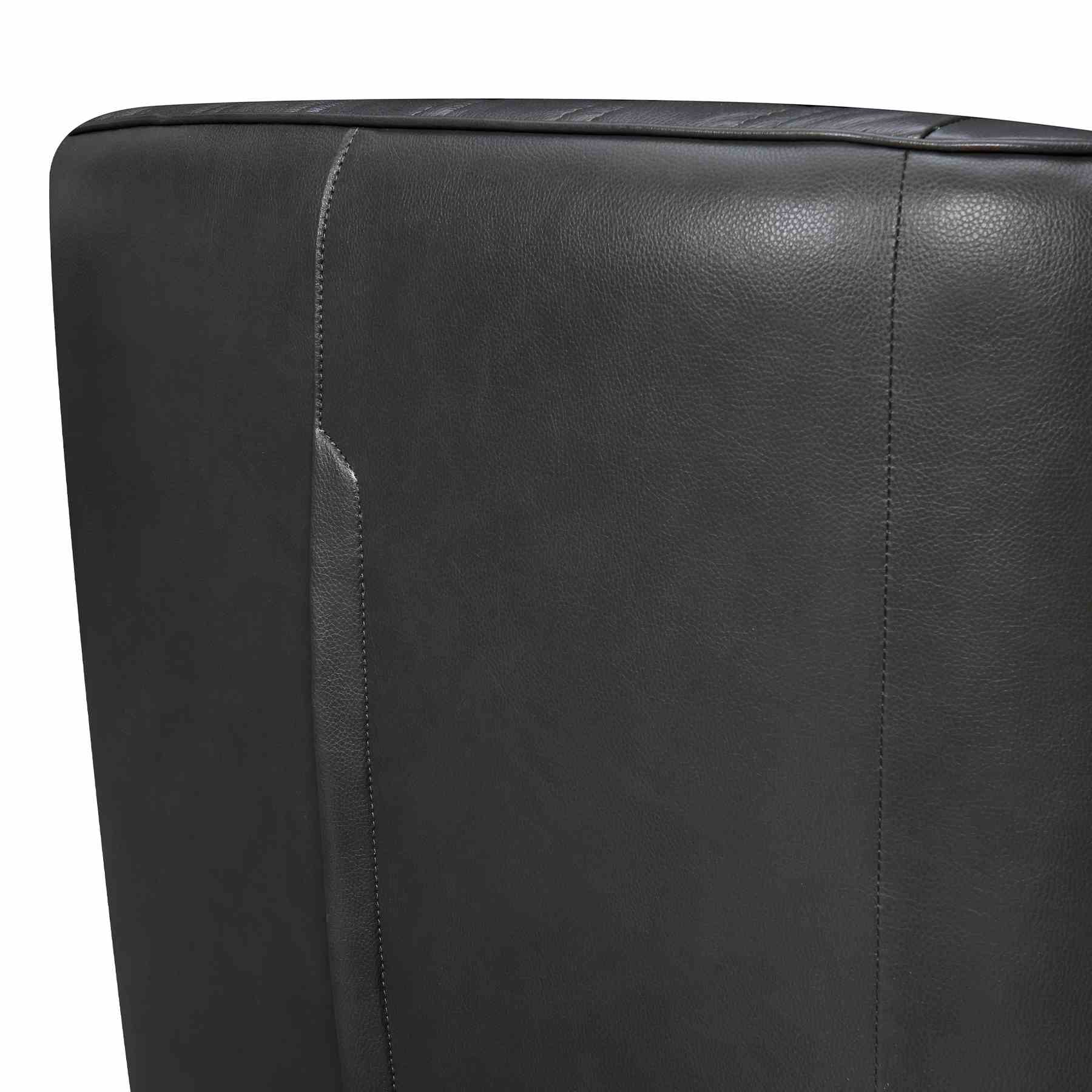 Aries Pewter Genuine Leather Swivel Barrel Chair - Image 5