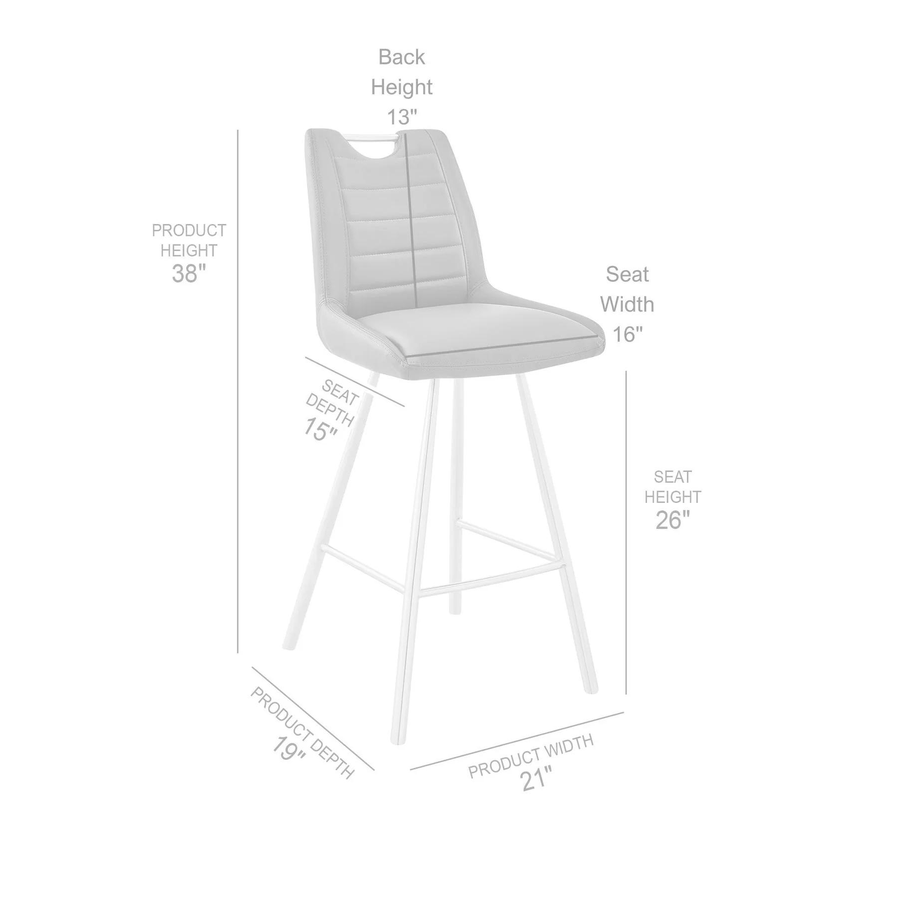 Arizona 26" Counter Height Bar Stool in Charcoal Fabric and Black Finish - Image 8