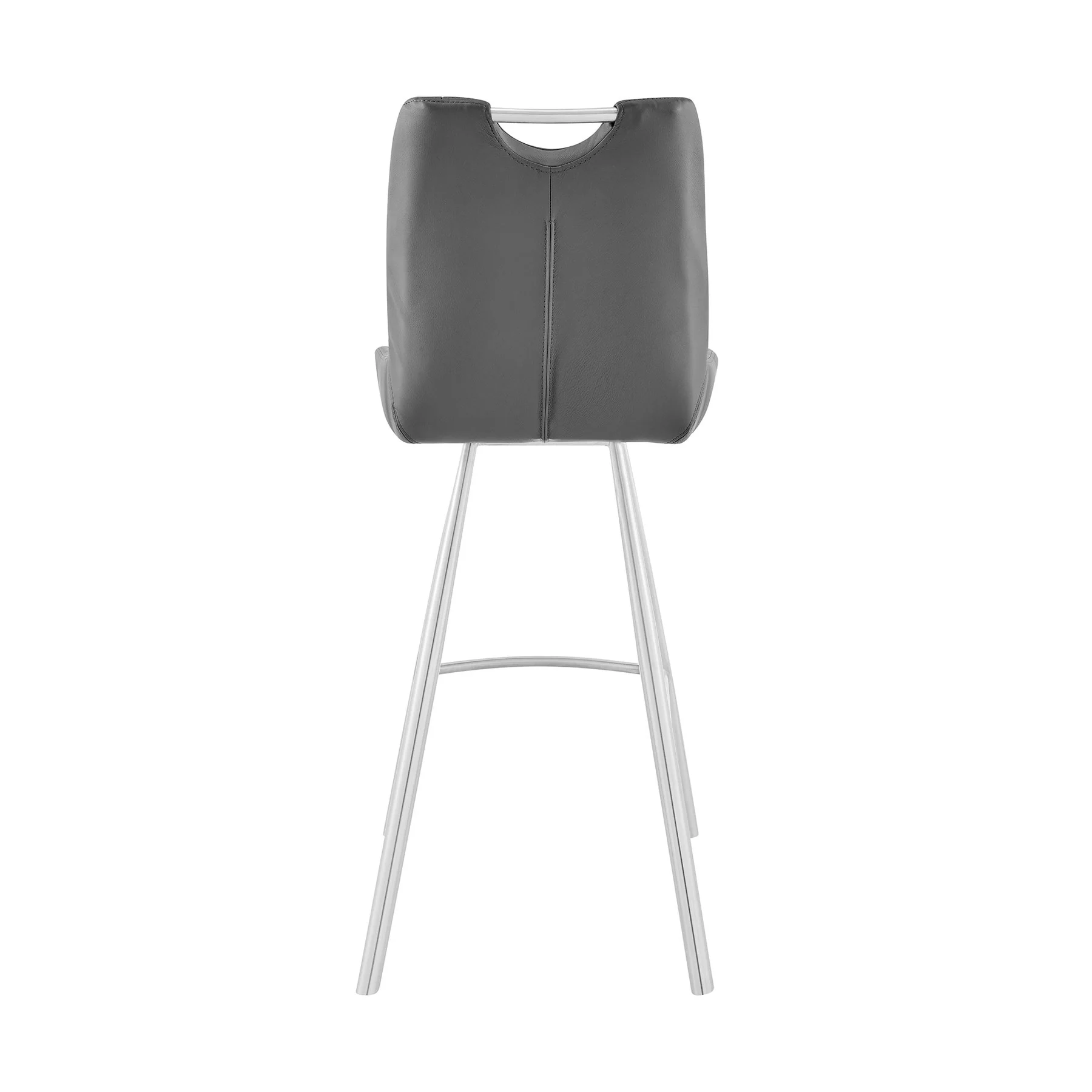 Arizona 26" Counter Height Bar Stool in Charcoal Faux Leather and Brushed Stainless Steel Finish - Image 5