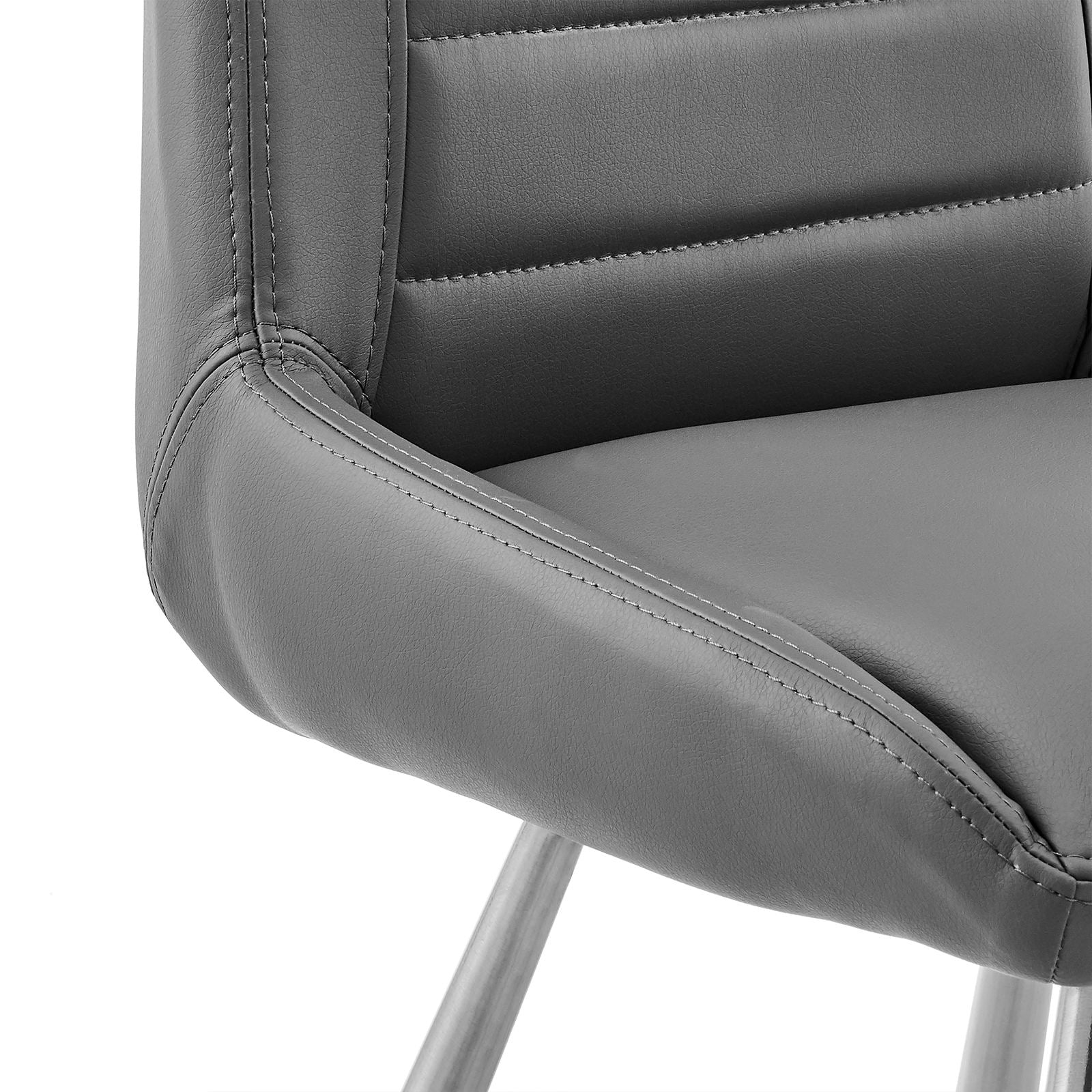Arizona 26" Counter Height Bar Stool in Charcoal Faux Leather and Brushed Stainless Steel Finish - Image 7