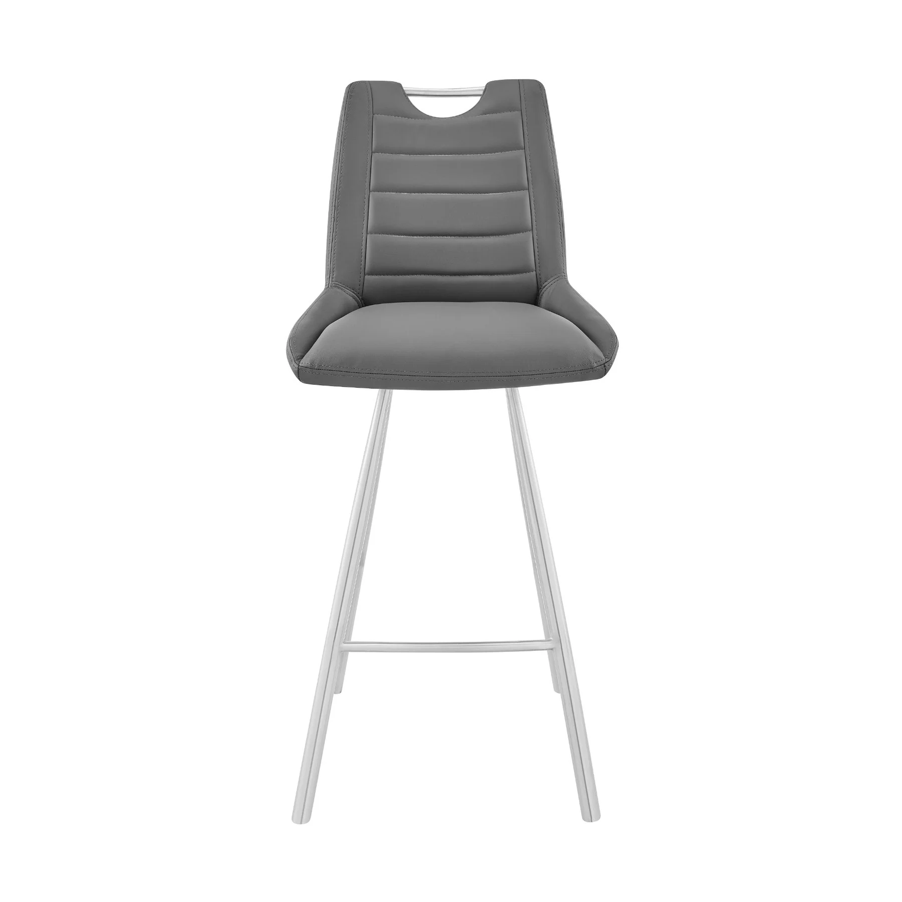 Arizona 30" Bar Height Bar Stool in Charcoal Faux Leather and Brushed Stainless Steel Finish - Image 2