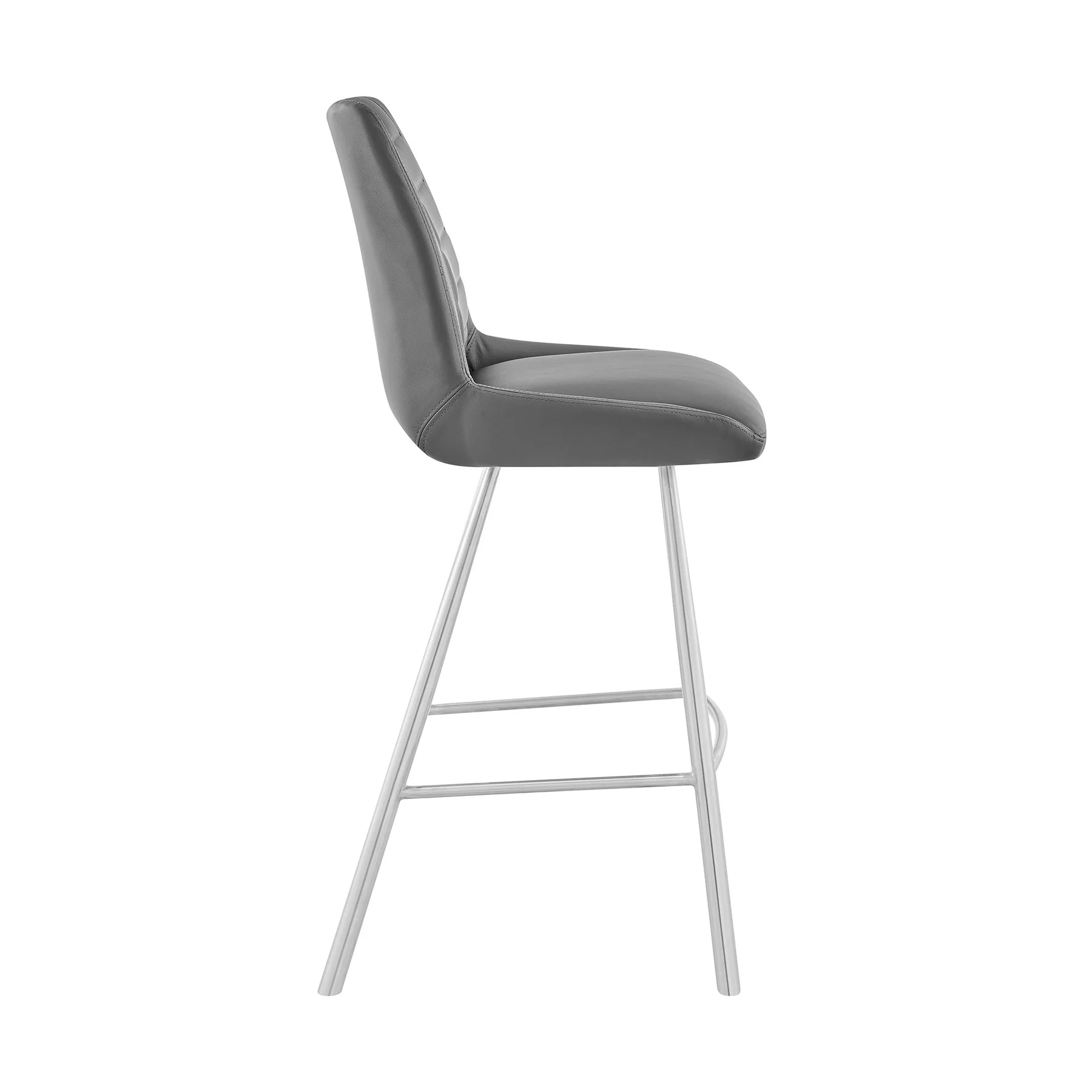 Arizona 30" Bar Height Bar Stool in Charcoal Faux Leather and Brushed Stainless Steel Finish - Image 3