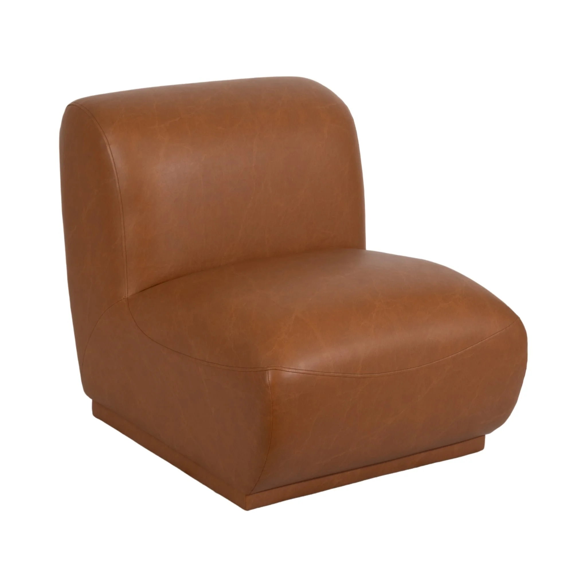 Armless Accent Chair, Brown - Image 2