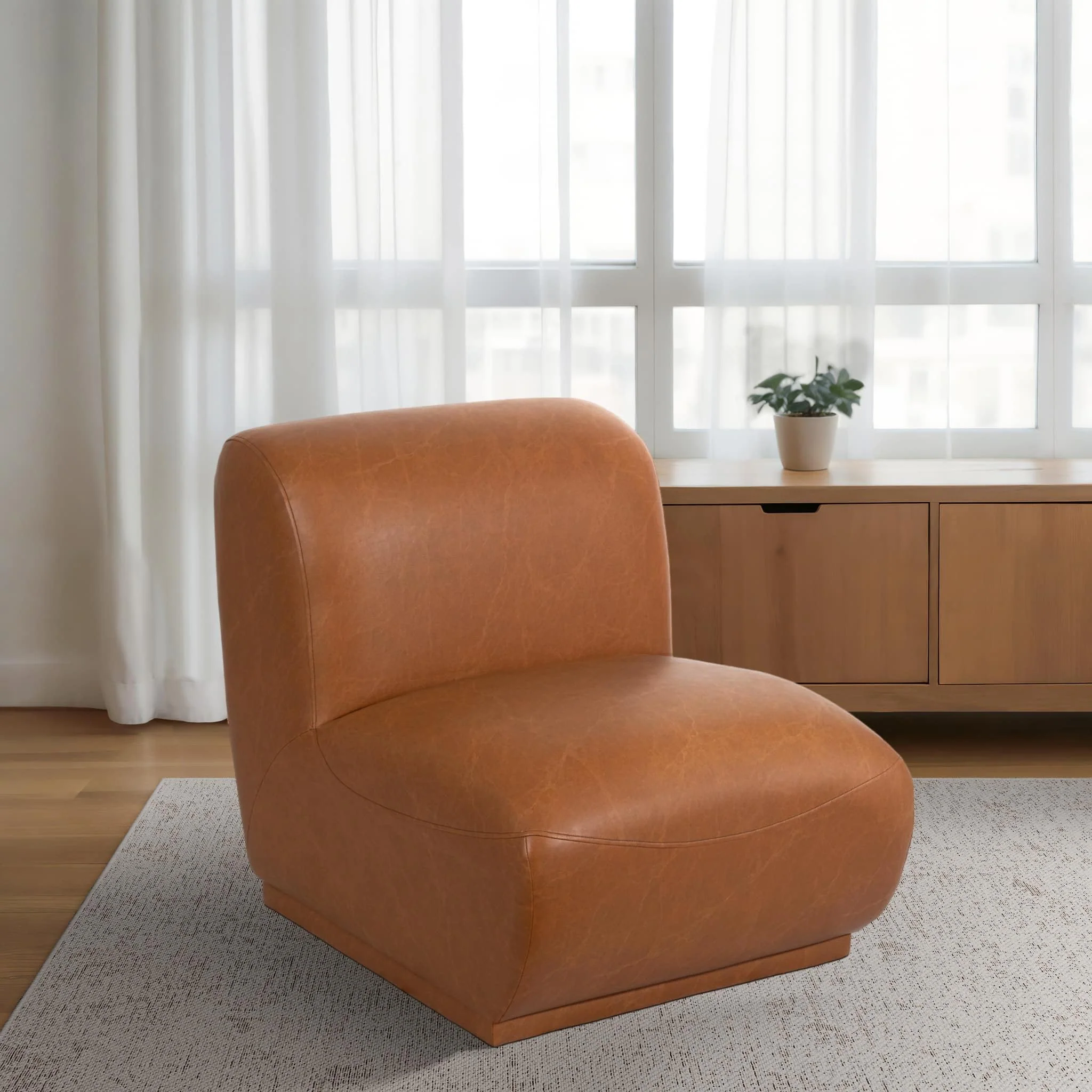 Armless Accent Chair, Brown - Image 8