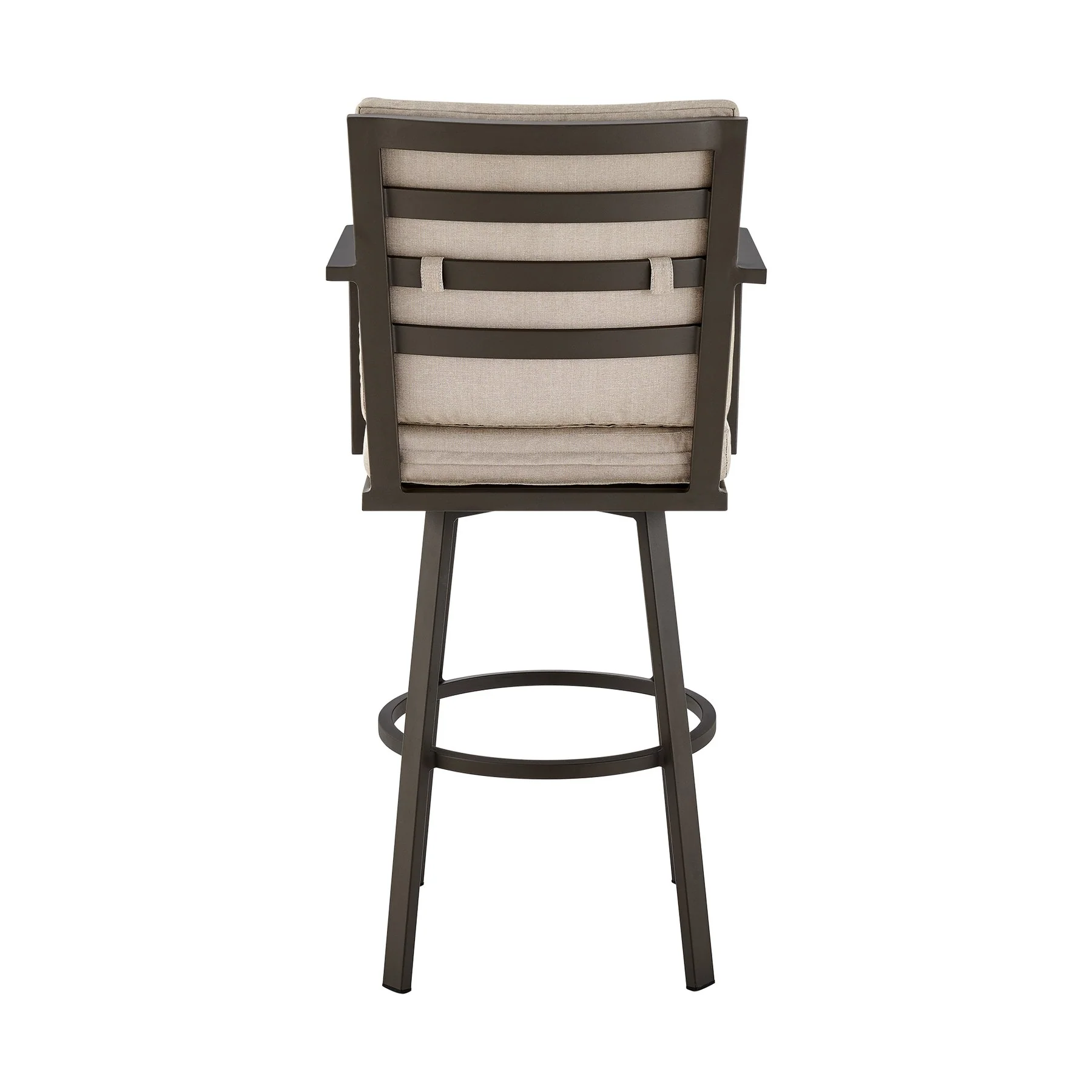 Arnauld 26" Outdoor Patio Swivel Counter Stool in Brown Aluminum with Cushions - Image 5