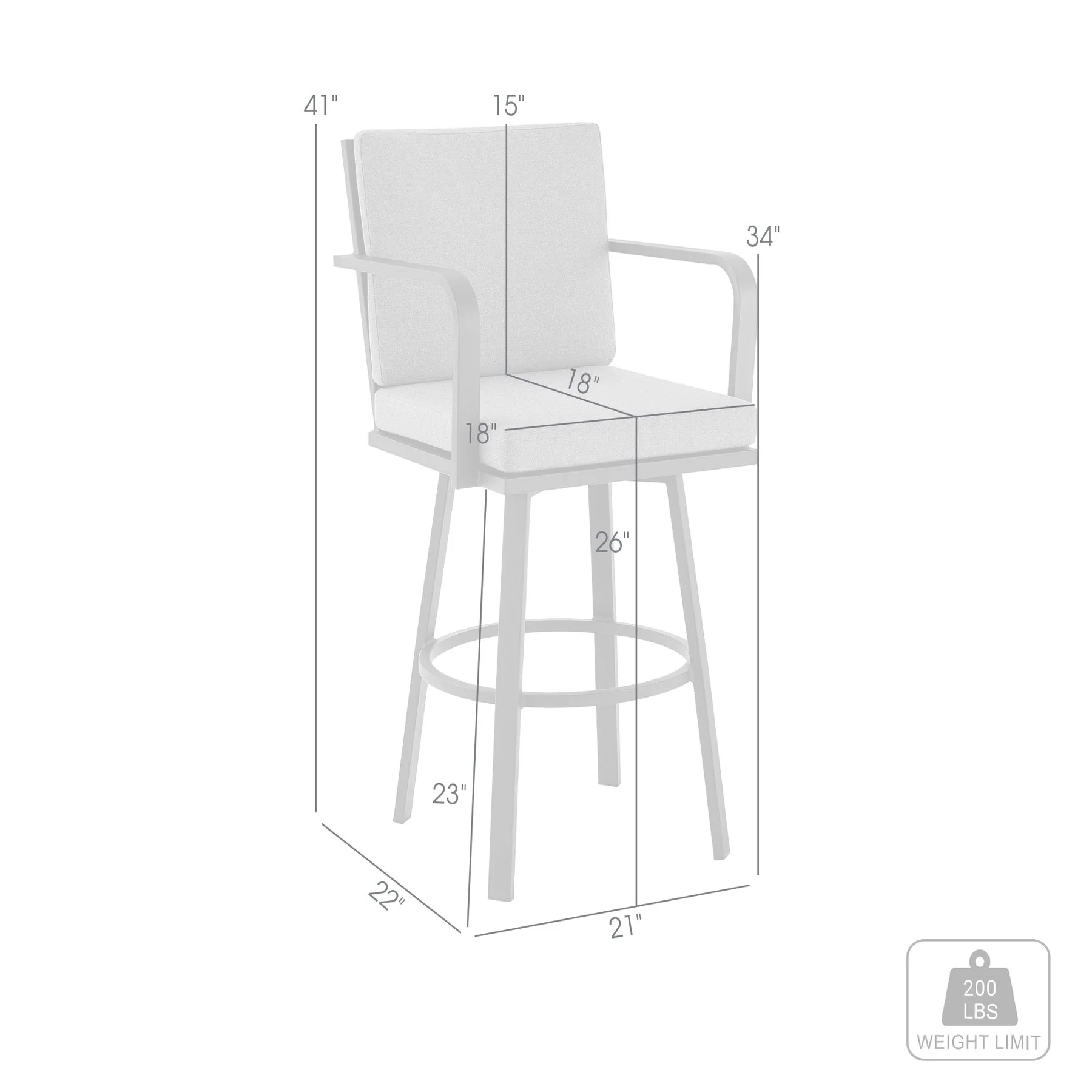 Arnauld 26" Outdoor Patio Swivel Counter Stool in Brown Aluminum with Cushions - Image 8
