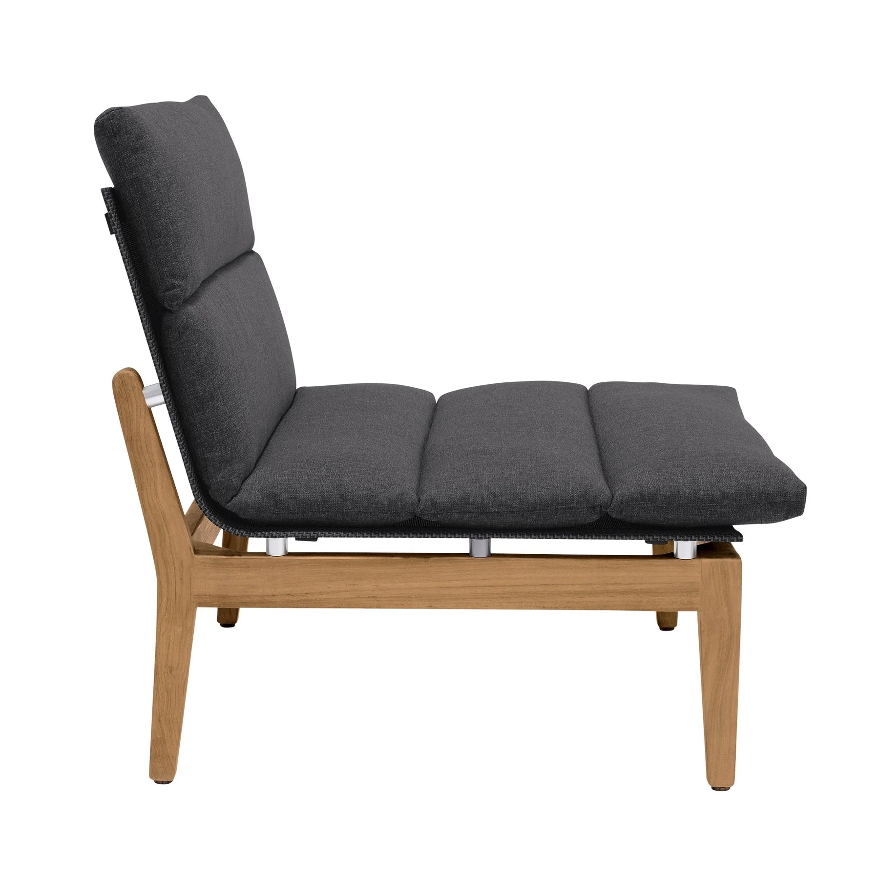 Arno Outdoor 5 Piece Teak Wood Seating Set in Charcoal Olefin - Image 3