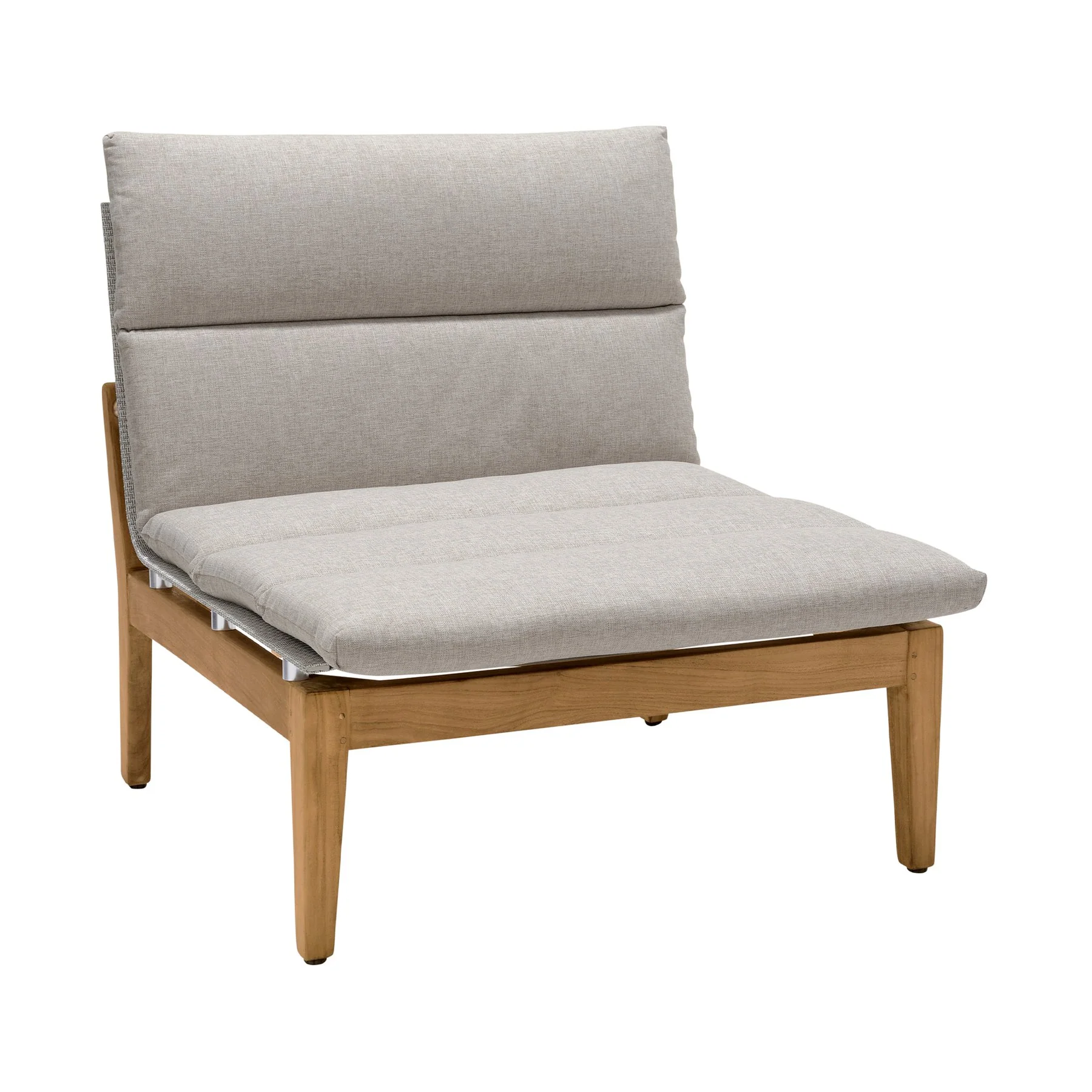 Arno Outdoor 6 Piece Teak Wood Seating Set in Beige Olefin - Image 2