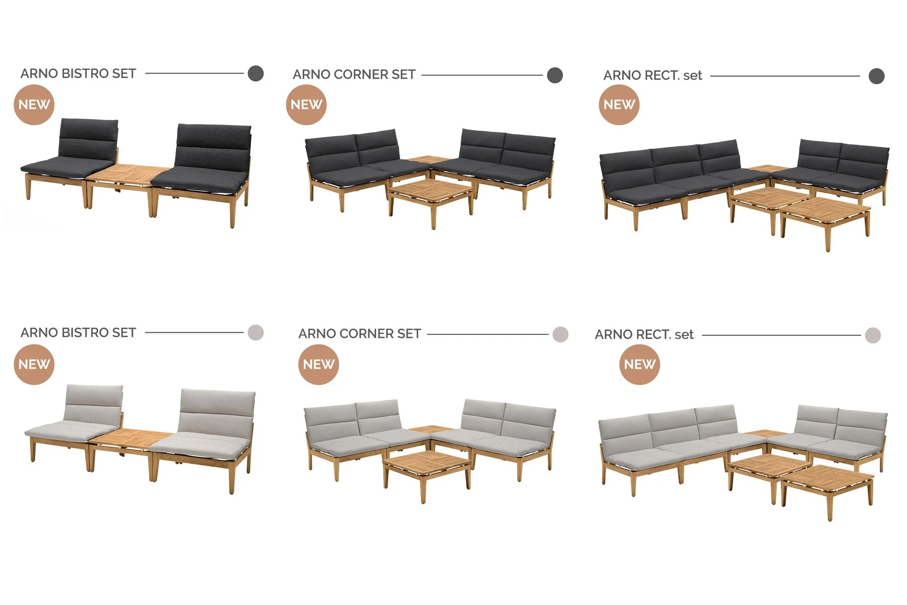 Arno Outdoor 7 Piece Teak Wood Seating Set in Beige Olefin - Image 10