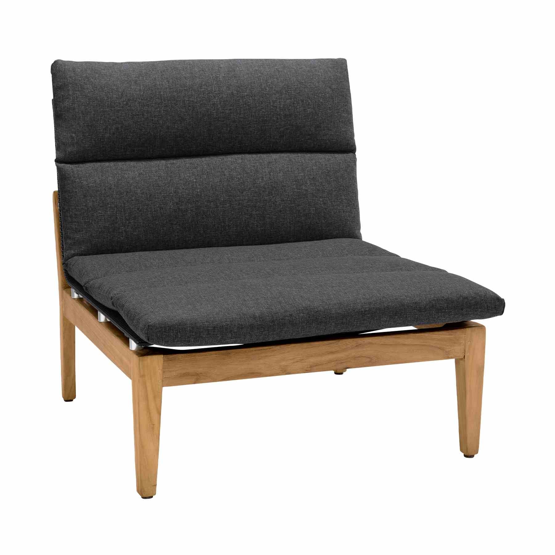 Arno Outdoor 7 Piece Teak Wood Seating Set in Charcoal Olefin - Image 2