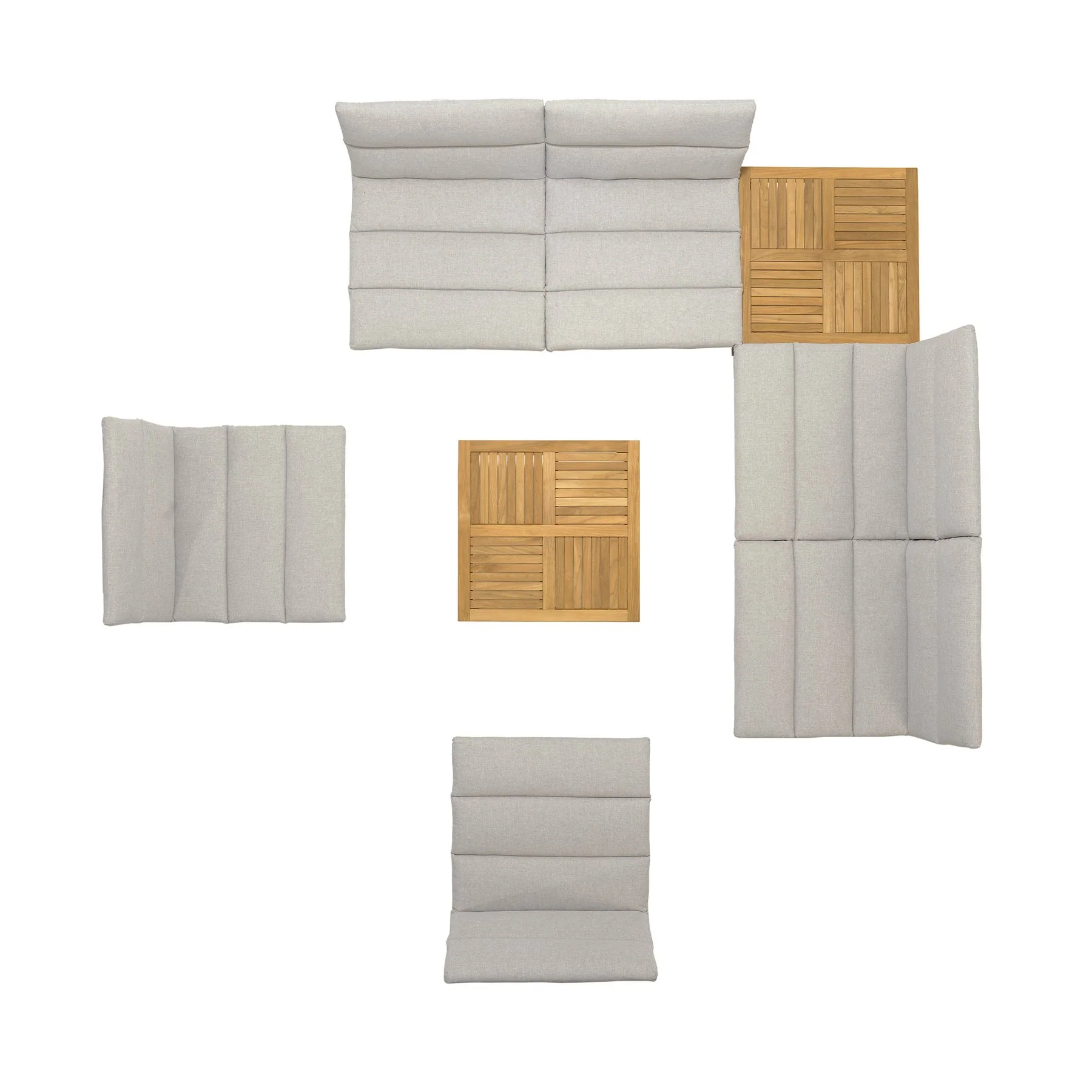 Arno Outdoor 8 Piece Teak Wood Seating Set in Beige Olefin - Image 9