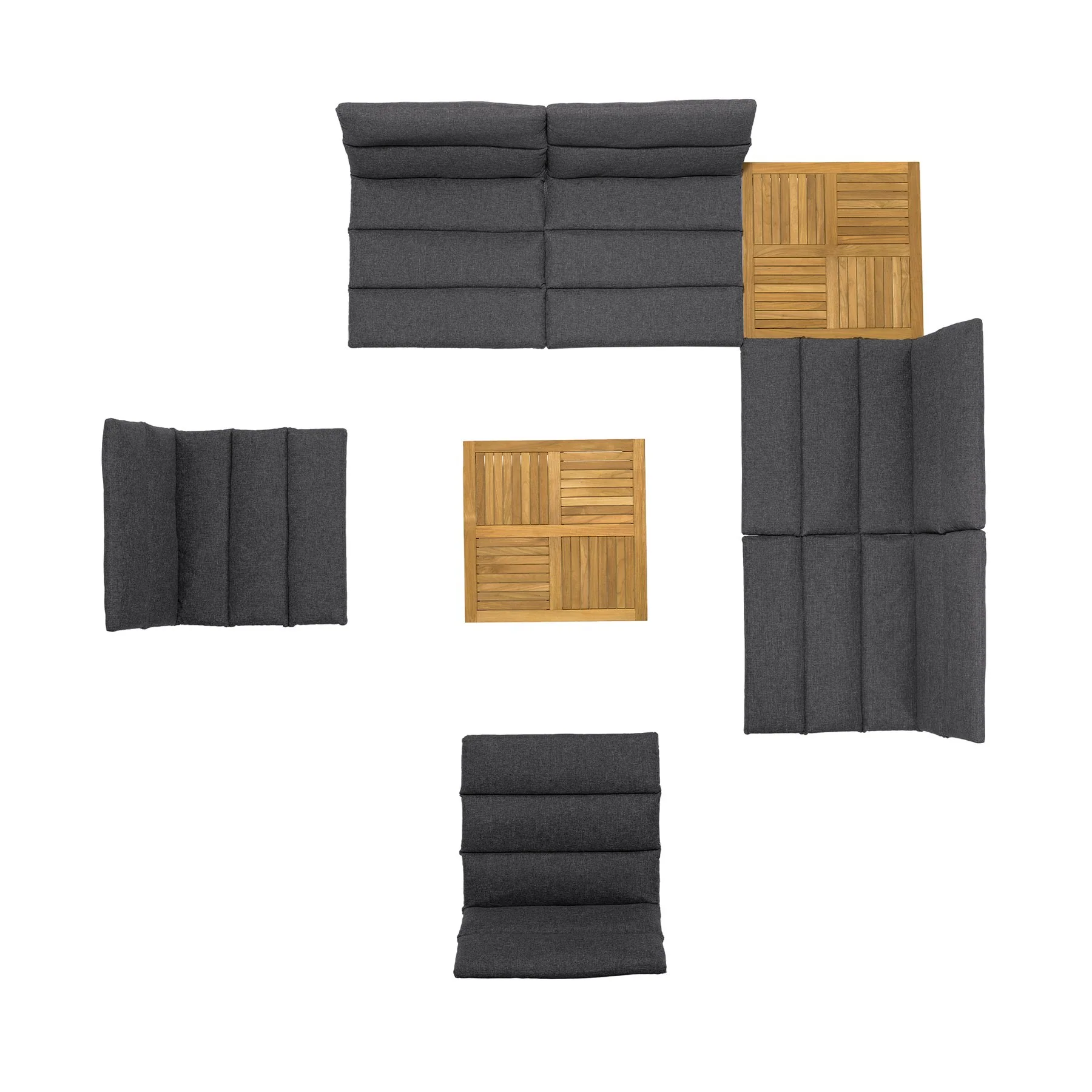 Arno Outdoor 8 Piece Teak Wood Seating Set in Charcoal Olefin - Image 9
