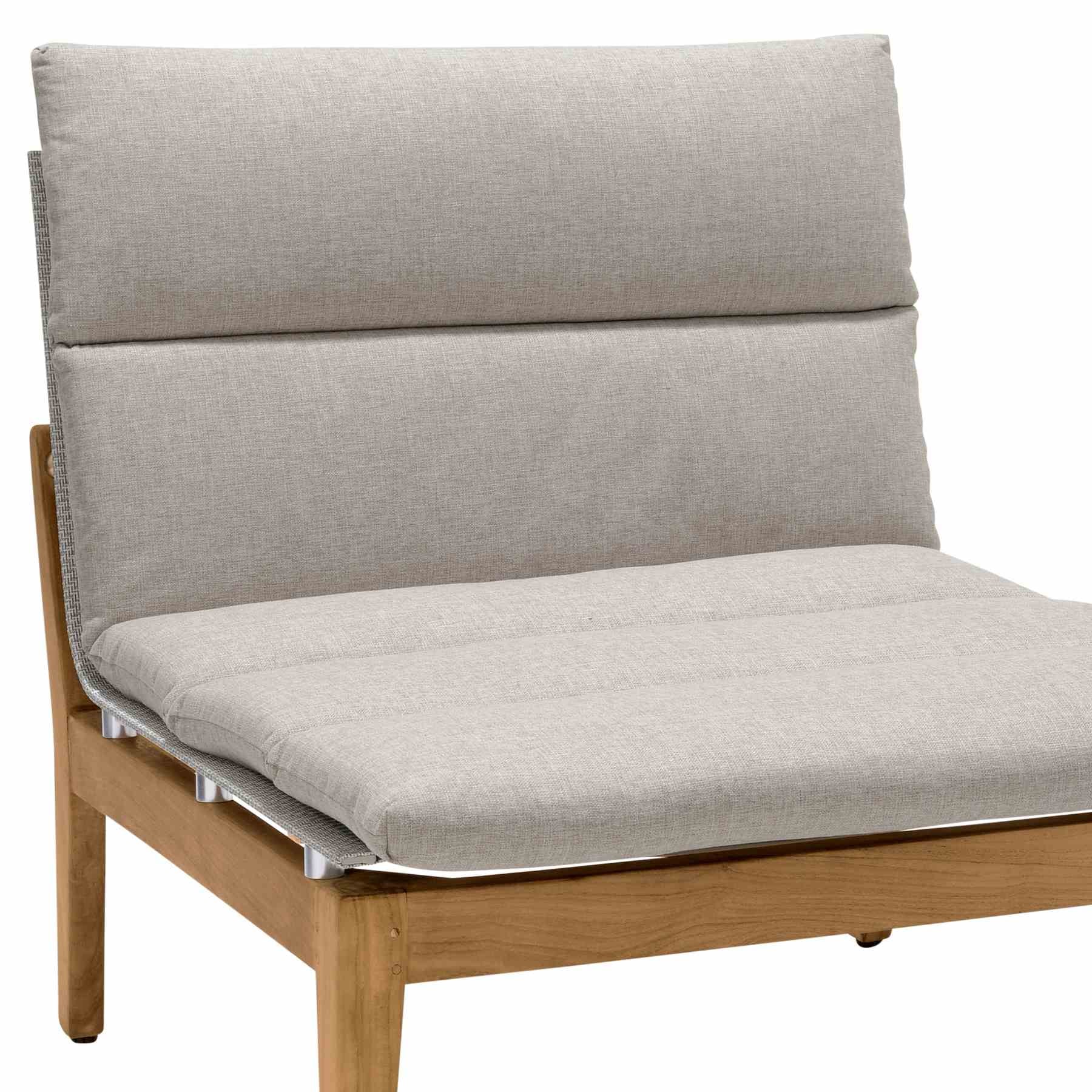 Arno Outdoor Modular Teak Wood Lounge Chair with Beige Olefin - Image 4