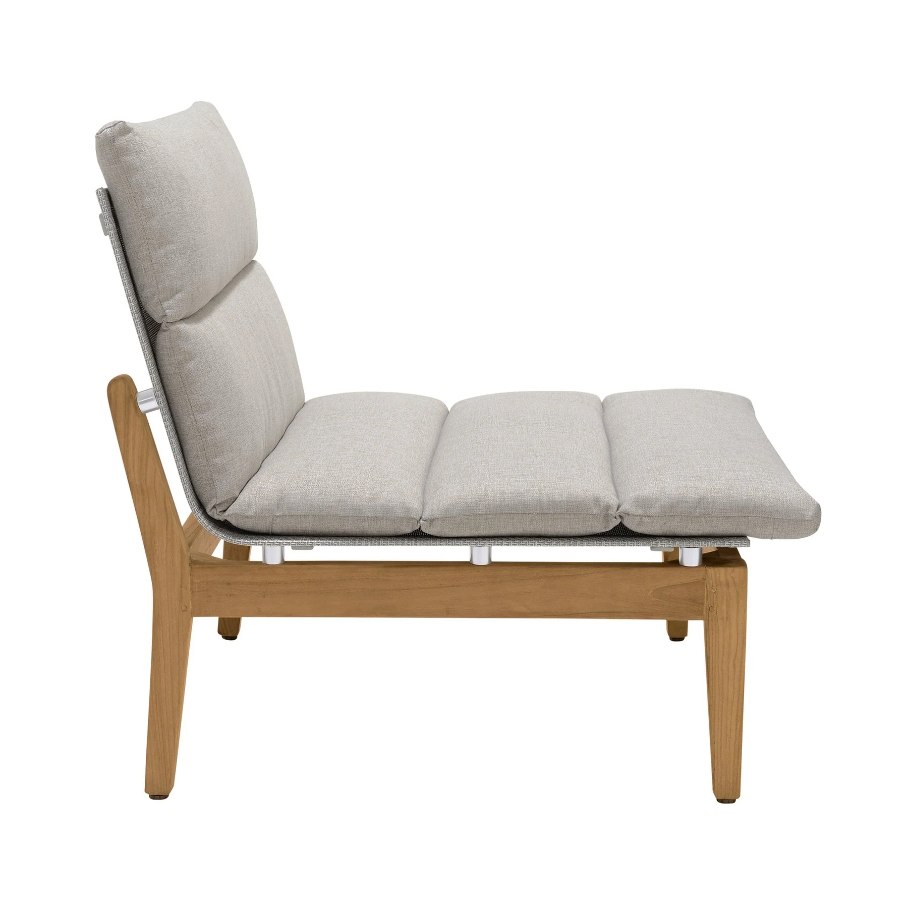 Arno Outdoor Modular Teak Wood Lounge Chair with Beige Olefin - Set of 2 - Image 3