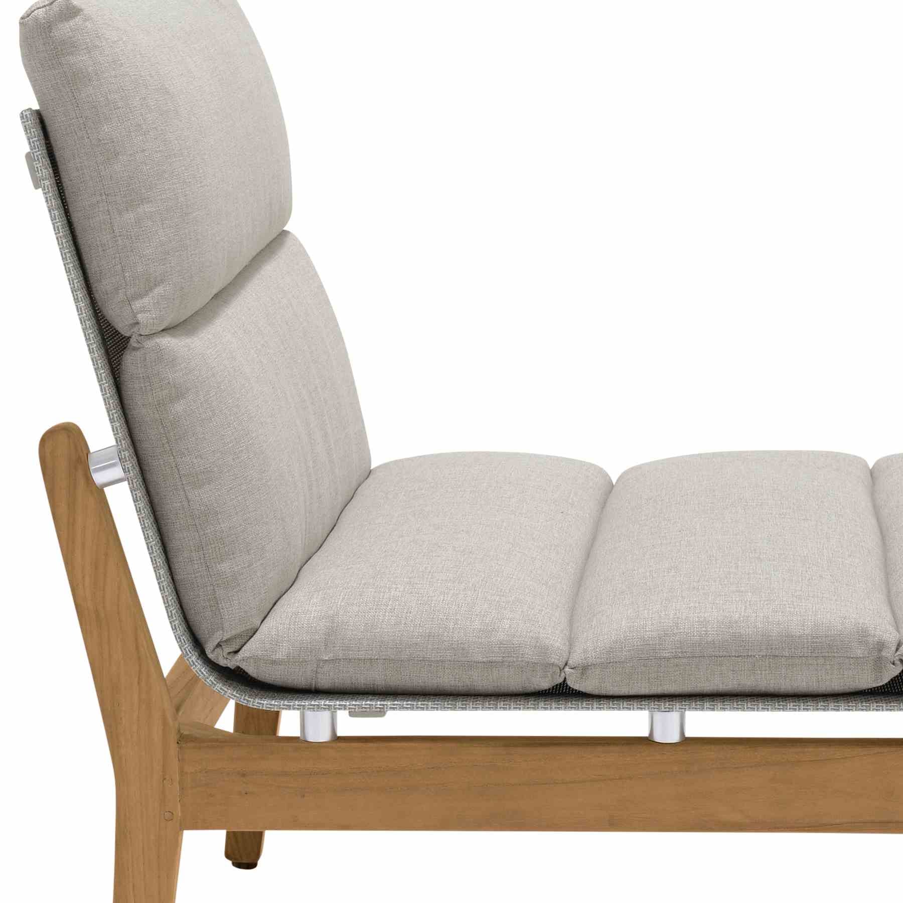 Arno Outdoor Modular Teak Wood Lounge Chair with Beige Olefin - Set of 2 - Image 5