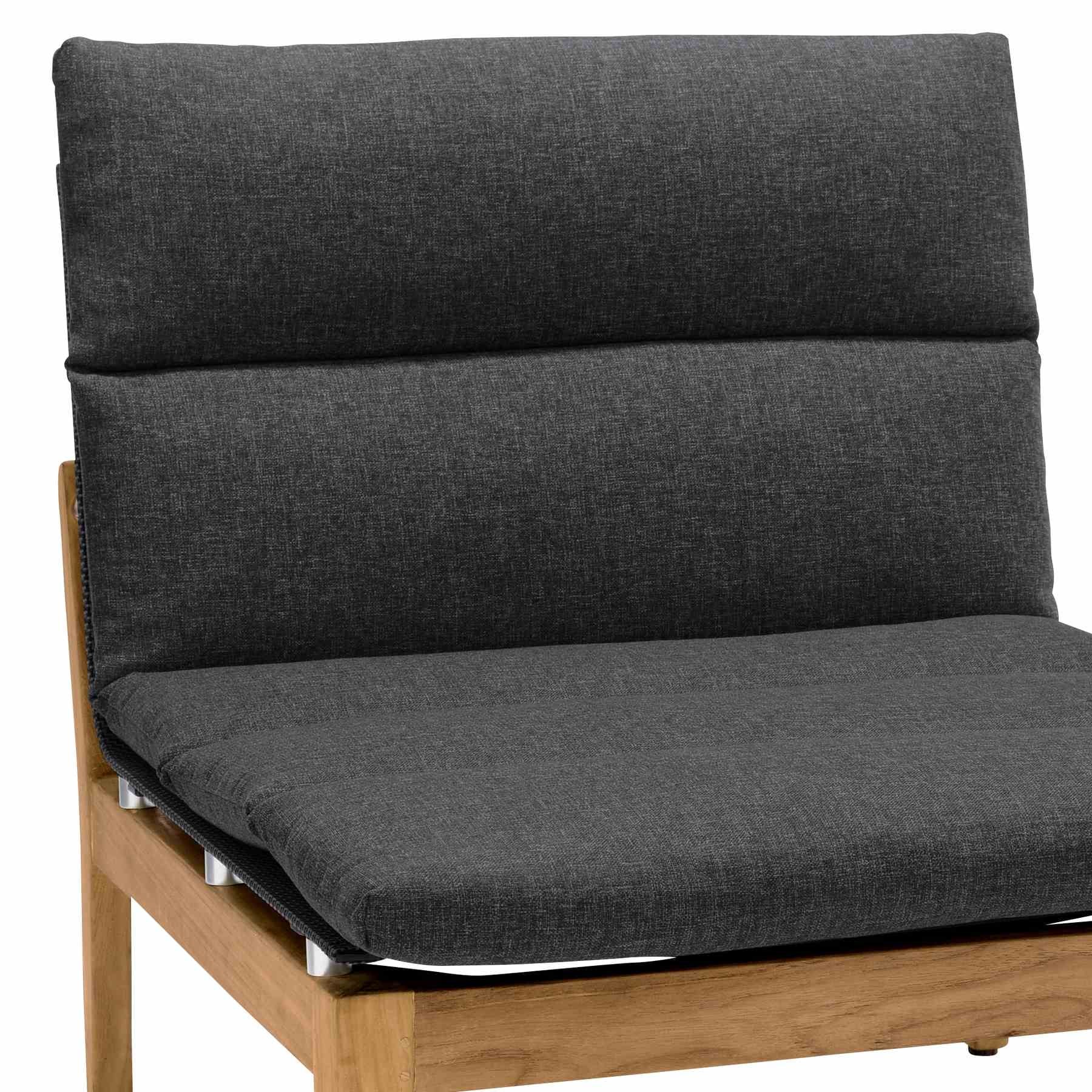 Arno Outdoor Modular Teak Wood Lounge Chair with Charcoal Olefin - Set of 2 - Image 4