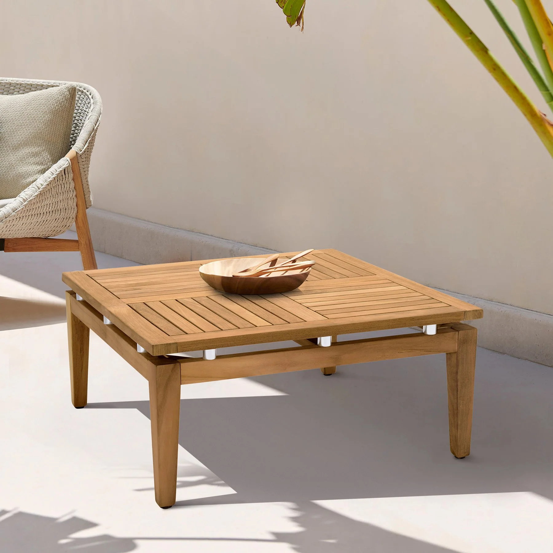 Arno Outdoor Square Teak Wood Coffee Table - Image 6