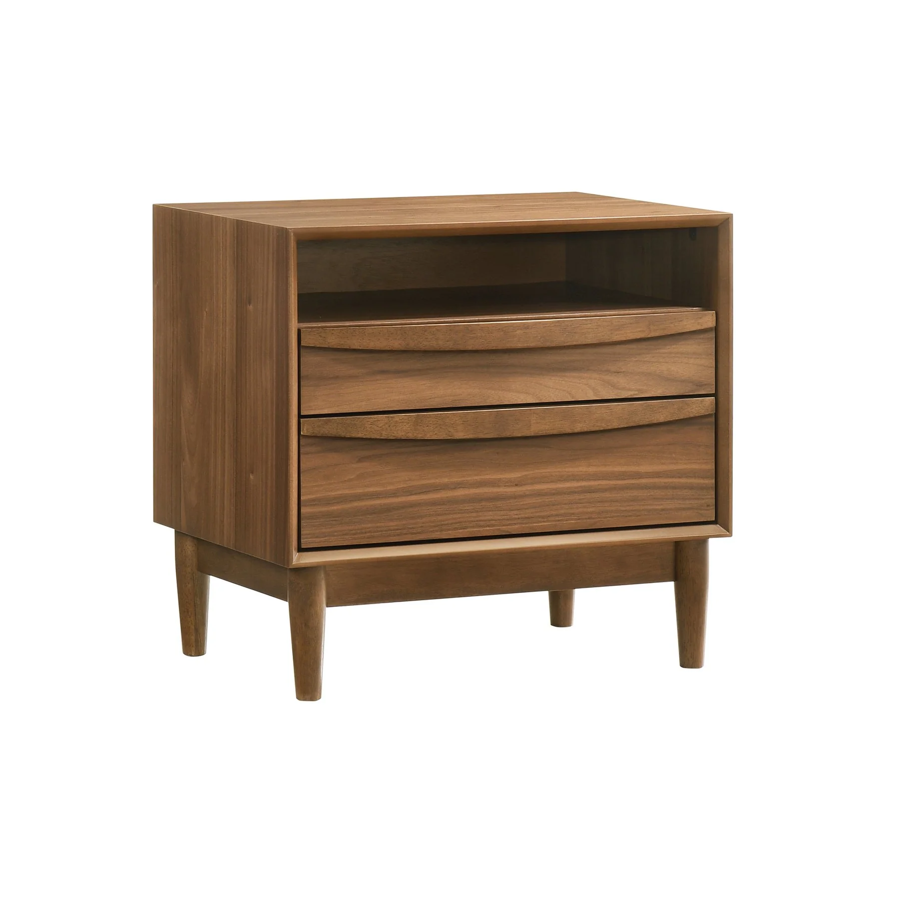 Artemio 2 Drawer Wood Nightstand with Shelf in Walnut Finish - Image 2
