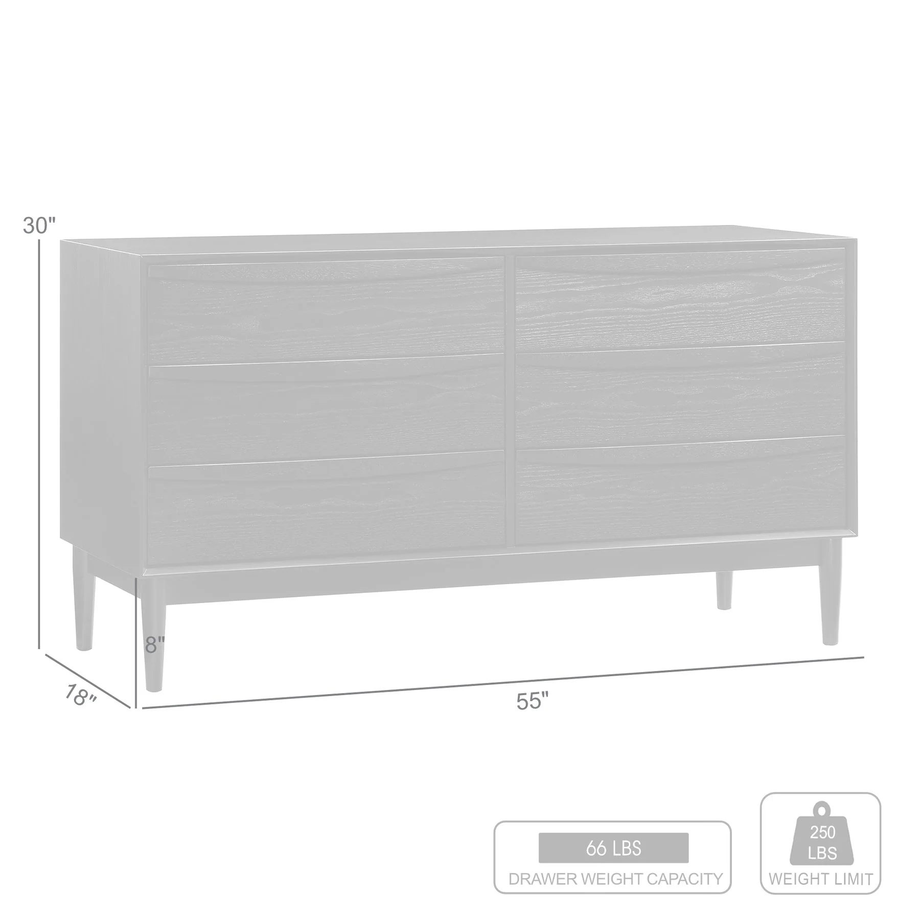 Artemio 6 Drawer Wood Dresser in Black Finish - Image 10