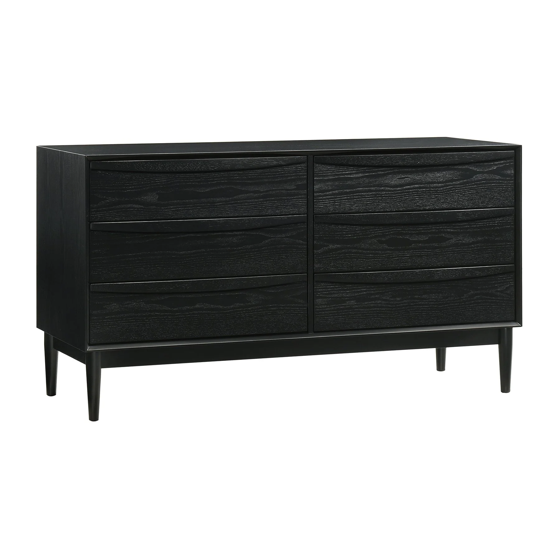 Artemio 6 Drawer Wood Dresser in Black Finish - Image 2