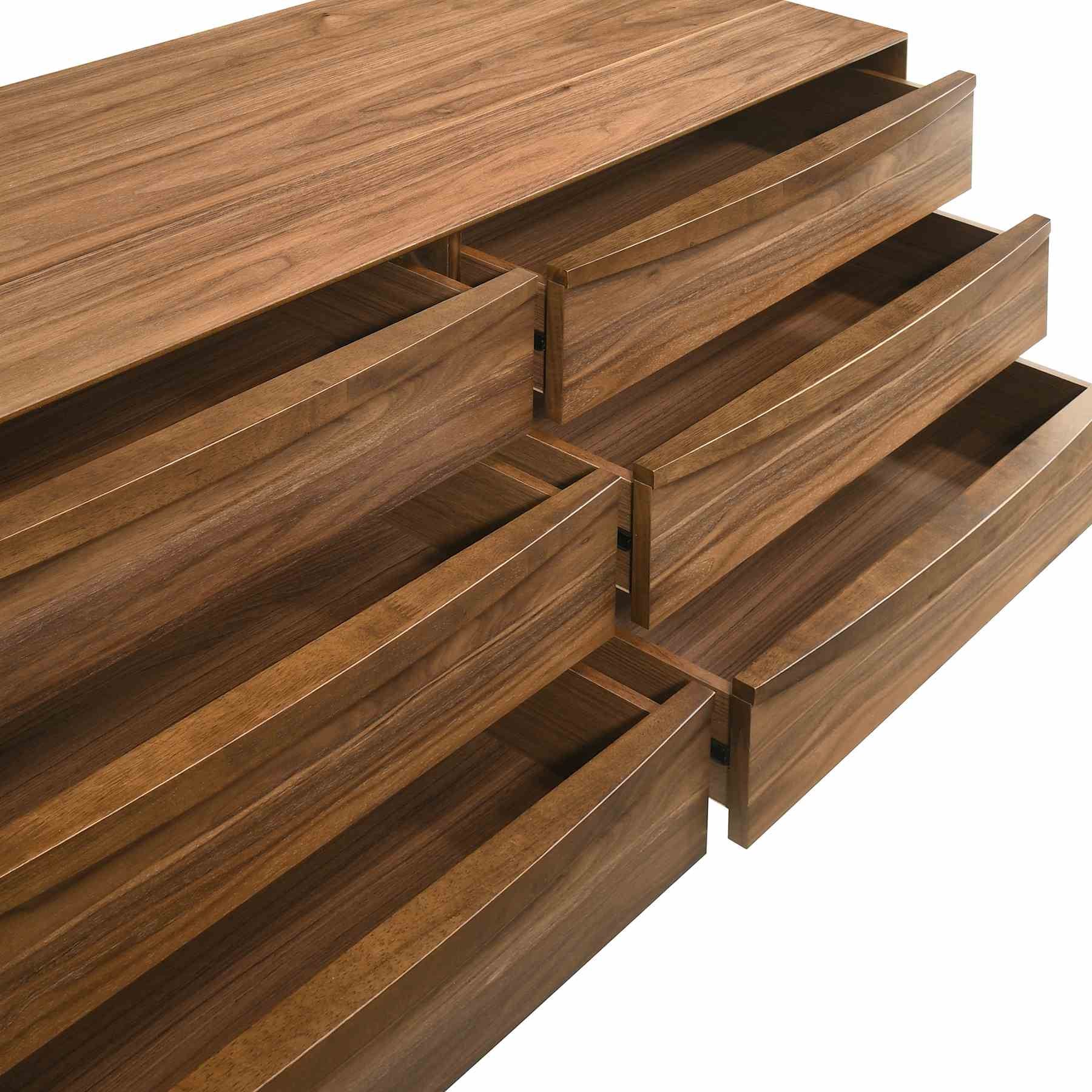 Artemio 6 Drawer Wood Dresser in Walnut Finish - Image 8
