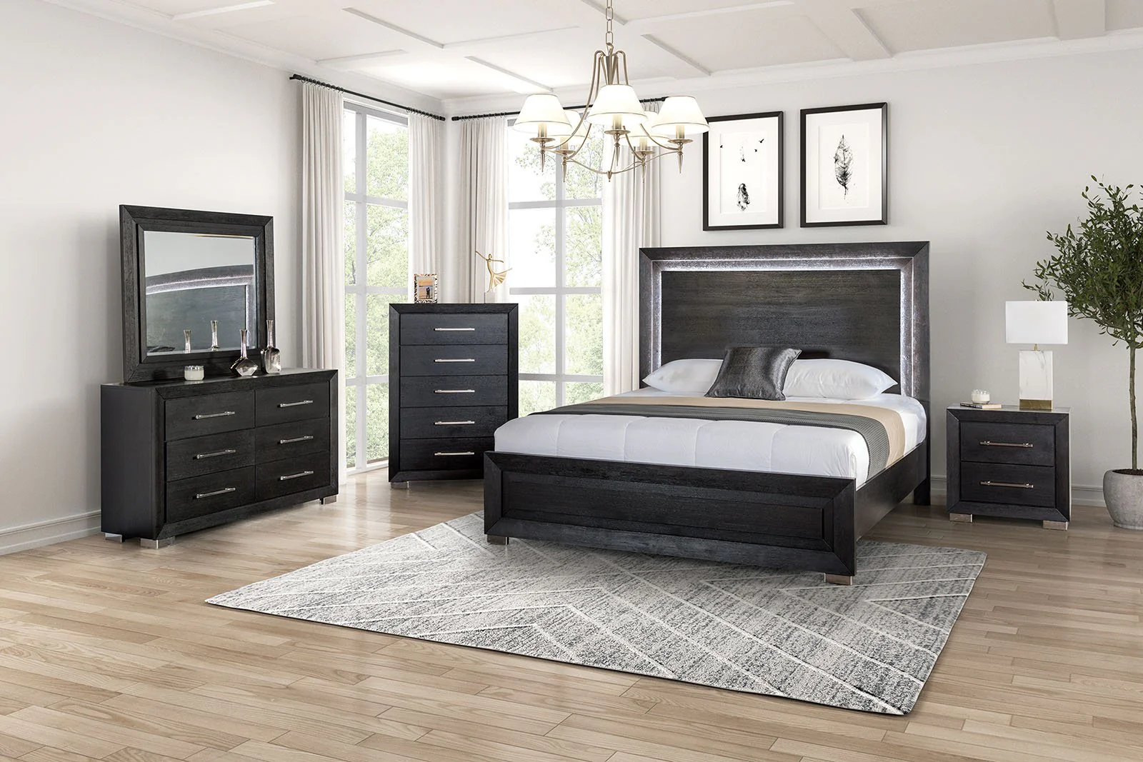 Ashbourne Cal.King Bed, Black - Image 2