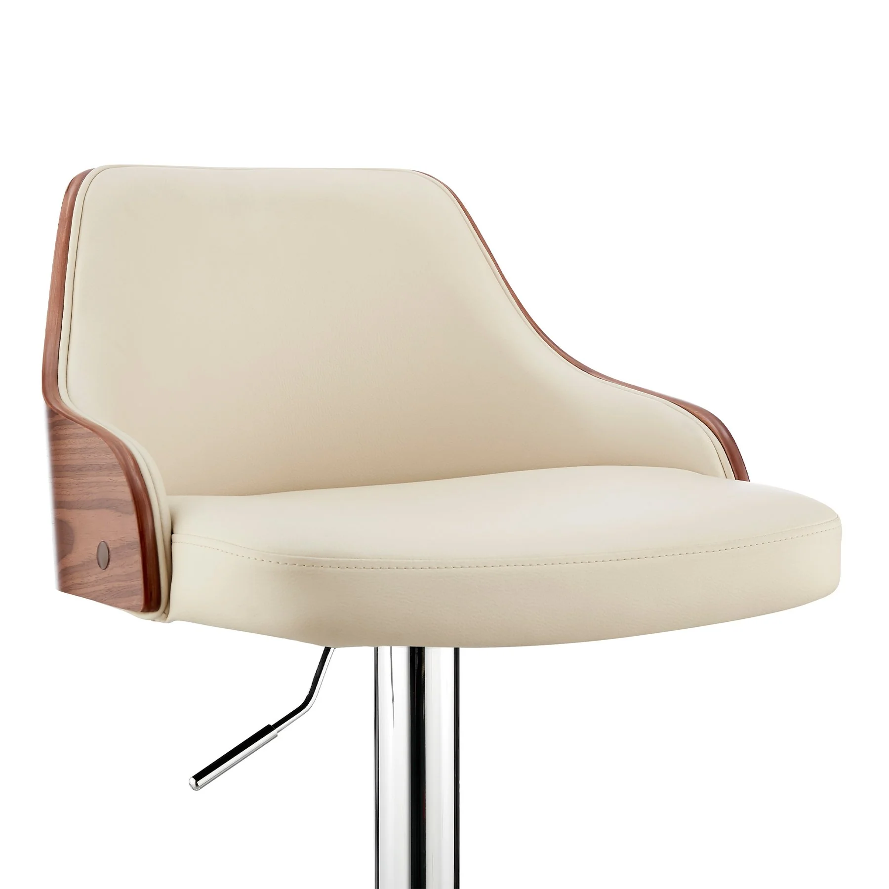 Asher Adjustable Cream Faux Leather and Chrome Finish Bar Stool - Image 6