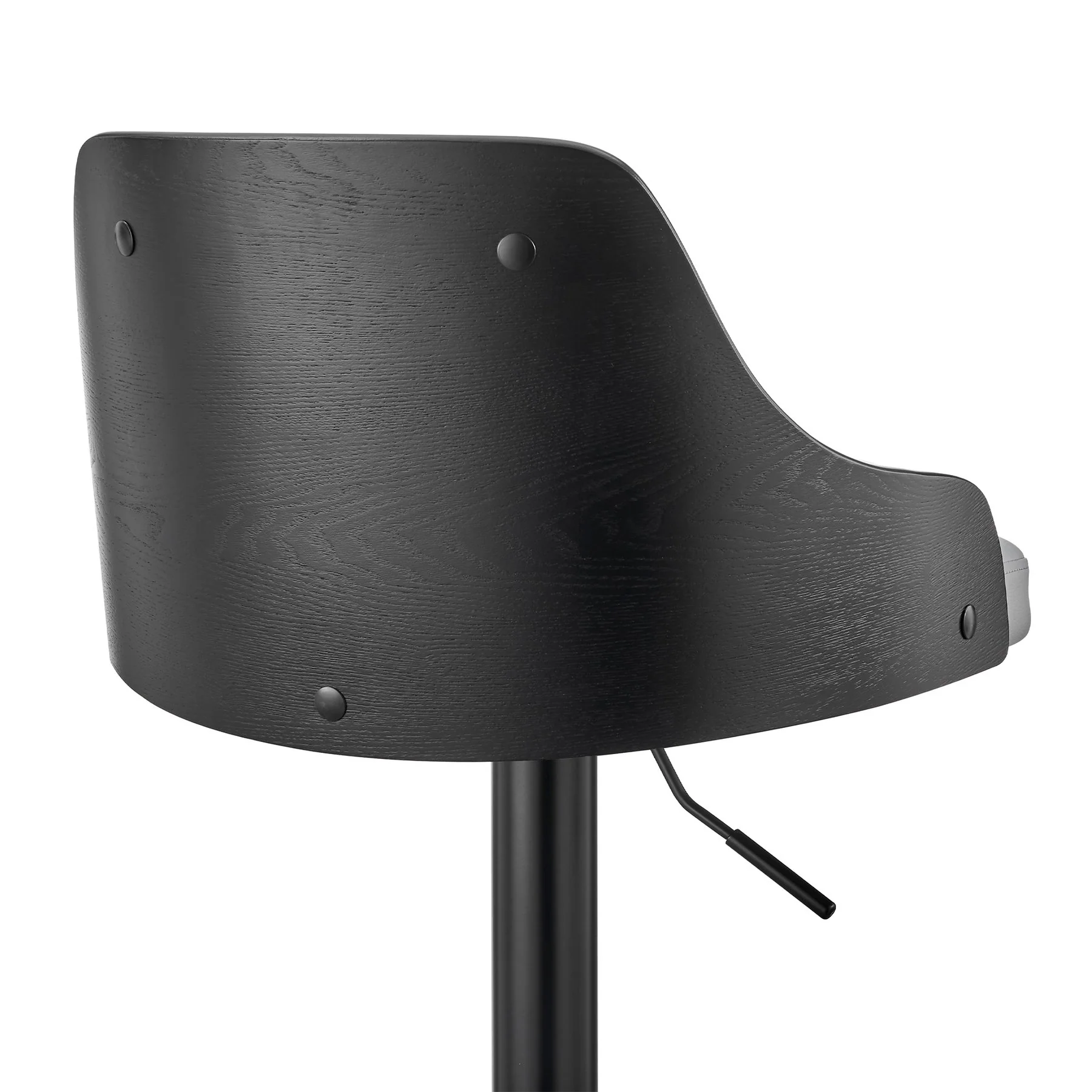 Asher Adjustable Gray Faux Leather and Black Finish Bar Stool - Image 7
