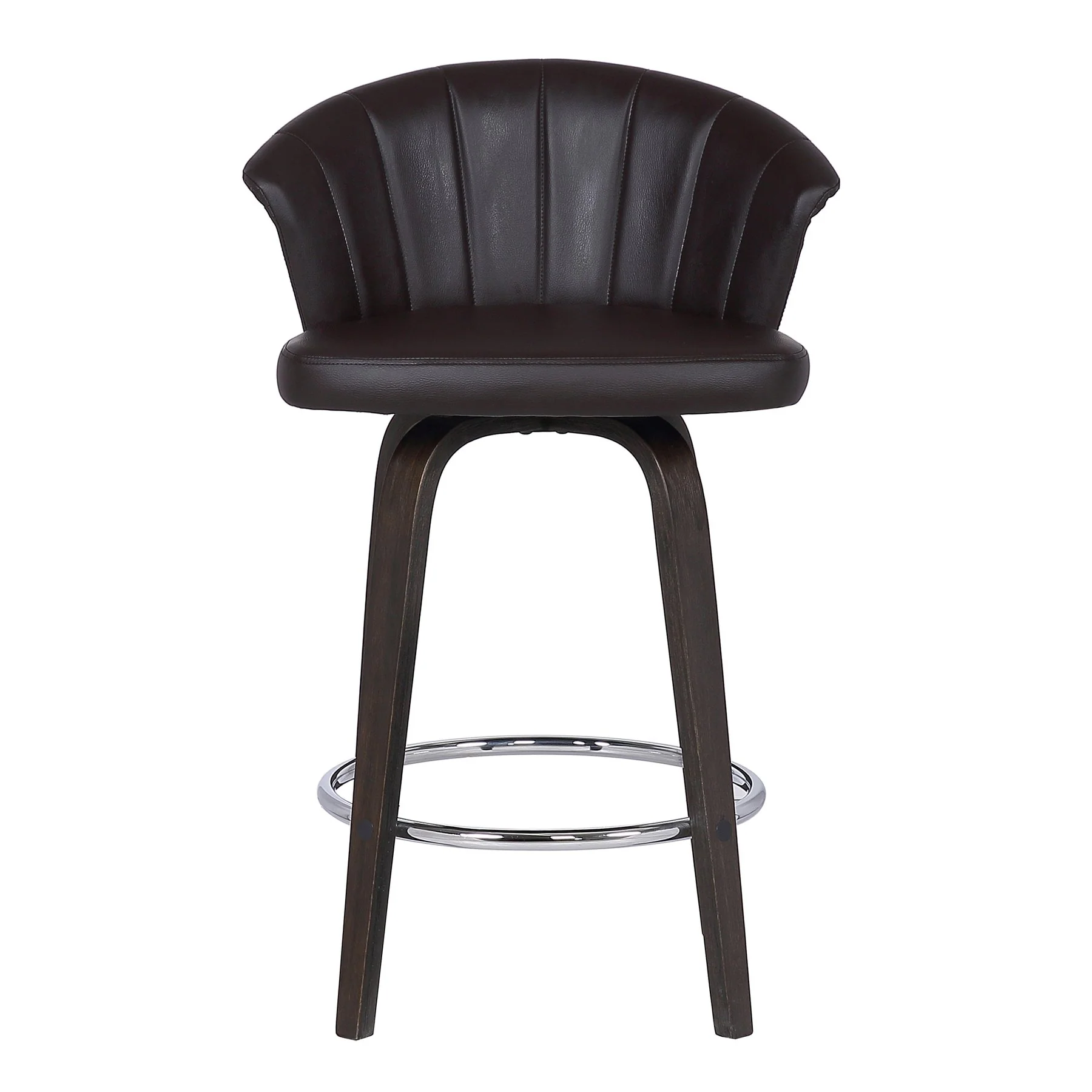 Ashley Wood Back 26" Swivel Brown Faux Leather Bar Stool - Image 2