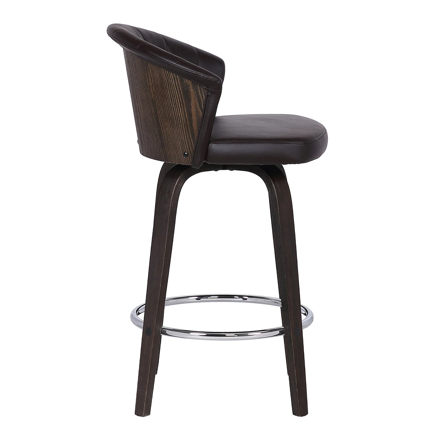 Ashley Wood Back 26" Swivel Brown Faux Leather Bar Stool - Image 3