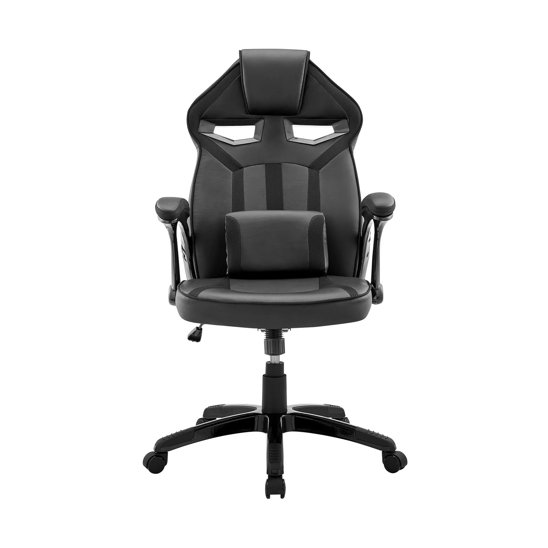 Aspect Adjustable Racing Gaming Chair in Black Faux Leather and Mesh with Lumbar Support Pillow - Image 2