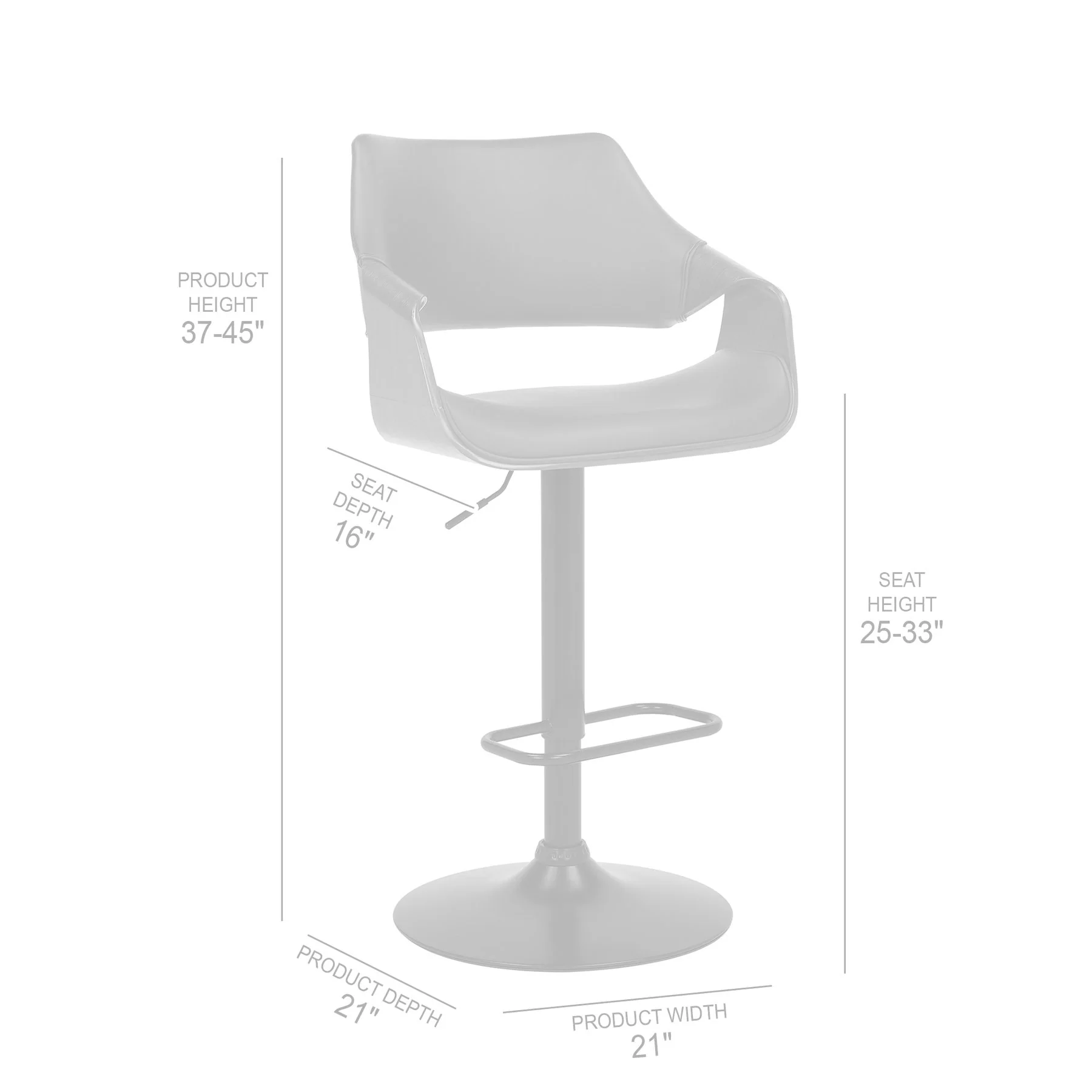 Aspen Adjustable Swivel Black Faux Leather and Walnut Wood Bar Stool with Black Base - Image 9