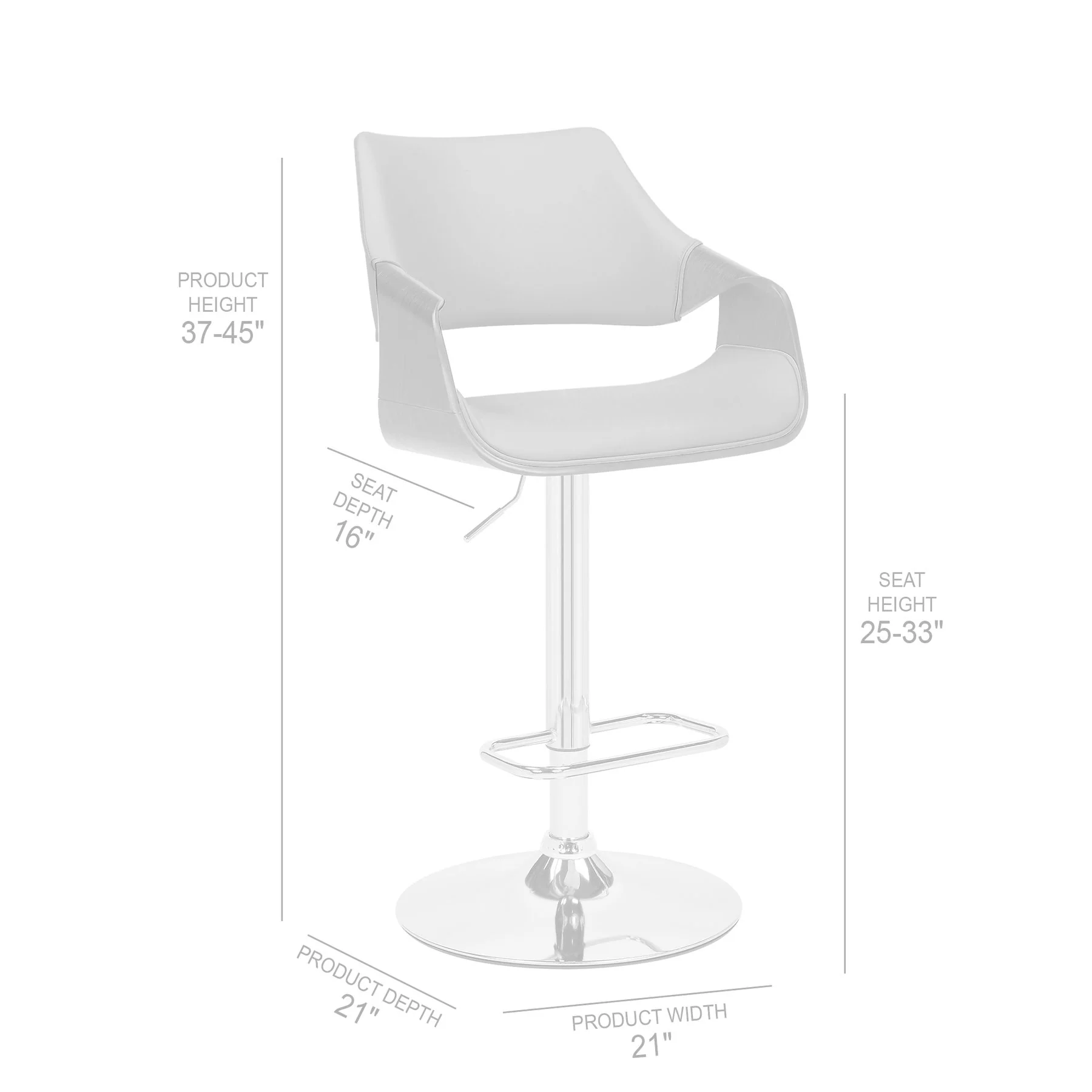 Aspen Adjustable Swivel Cream Faux Leather and Walnut Wood Bar Stool with Chrome Base - Image 9