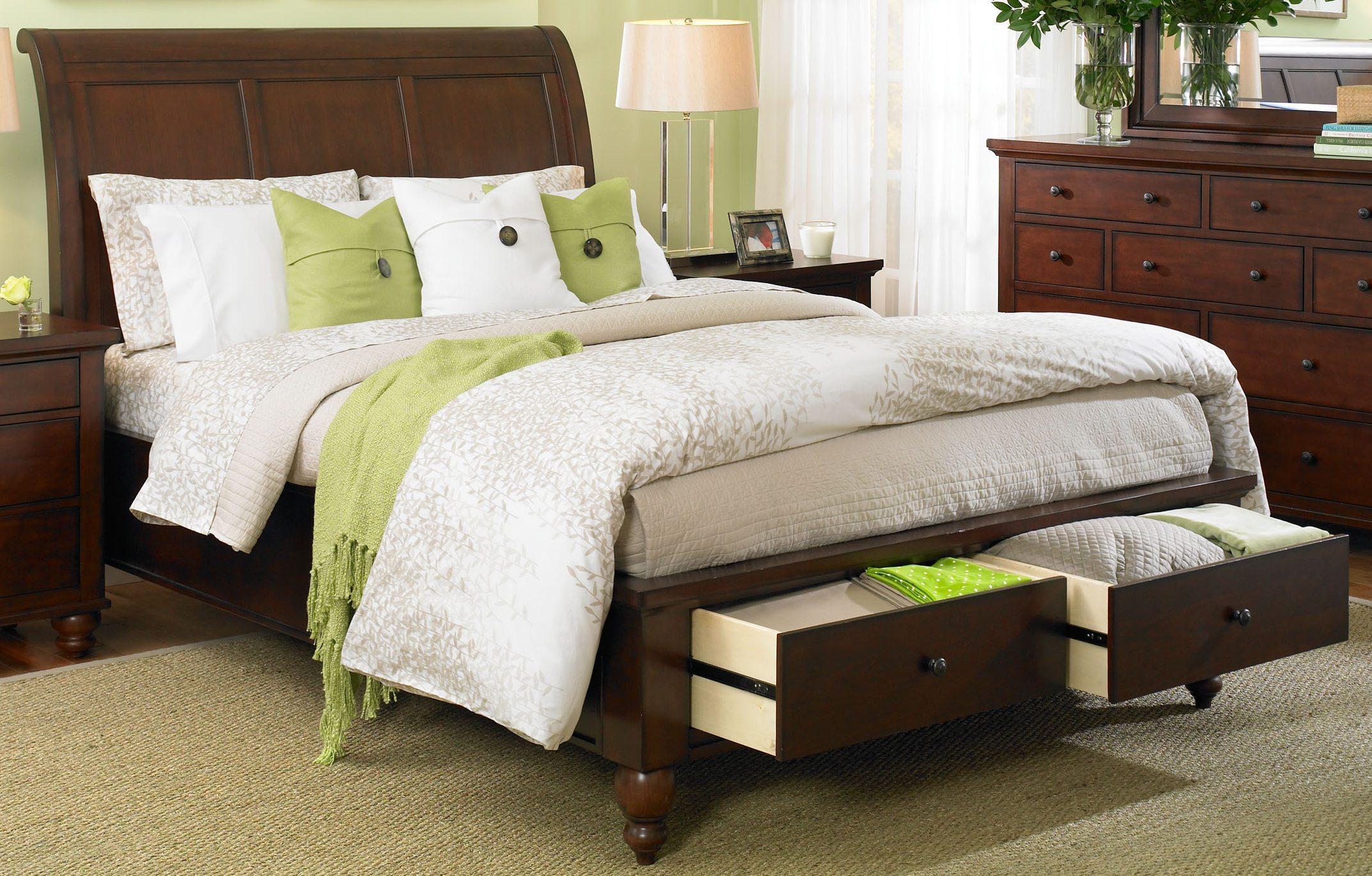 Aspenhome Cambridge California King Sleigh Storage Bed in Brown Cherry - Image 2
