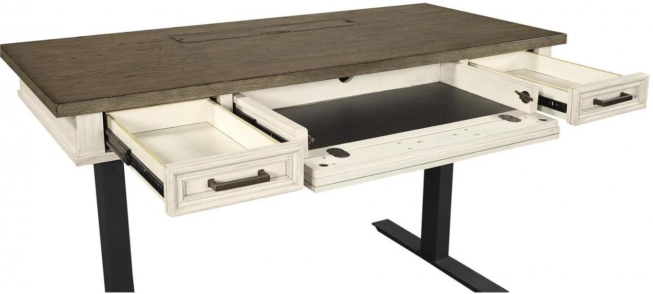 Aspenhome Caraway 60" Lift Desk Top and Base in Aged Ivory - Image 3