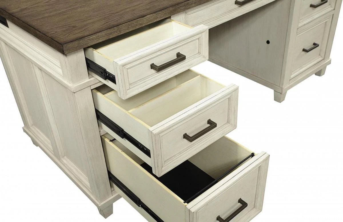 Aspenhome Caraway 66" Executive Desk in Aged Ivory - Image 3