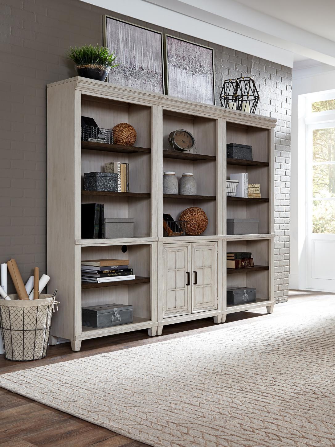 Aspenhome Caraway 3pc Bookcase Wall in Aged Ivory - Image 4